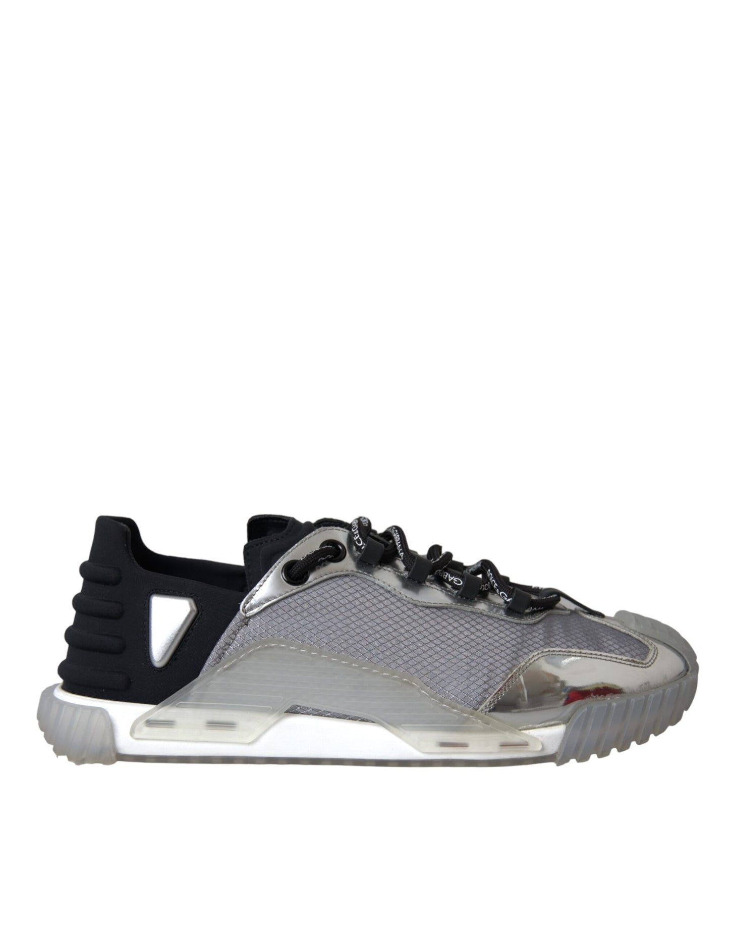 Dolce & Gabbana Silver Black Nylon NS1 Low Top Sneakers Men Shoes by Dolce & Gabbana