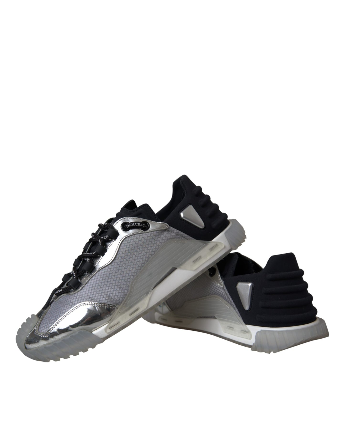 Dolce & Gabbana Silver Black Nylon NS1 Low Top Sneakers Men Shoes by Dolce & Gabbana