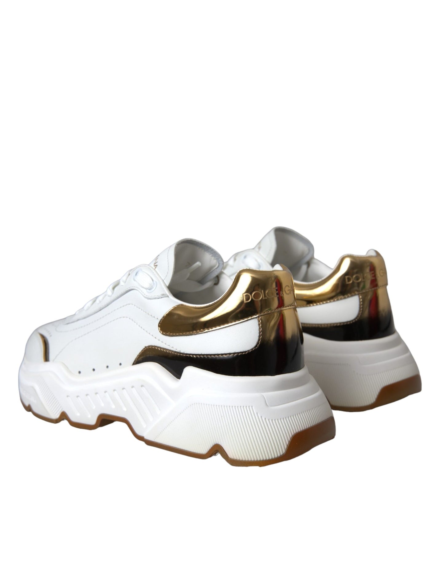 Dolce & Gabbana White Gold DAYMASTER Leather Sneakers Shoes by Dolce & Gabbana