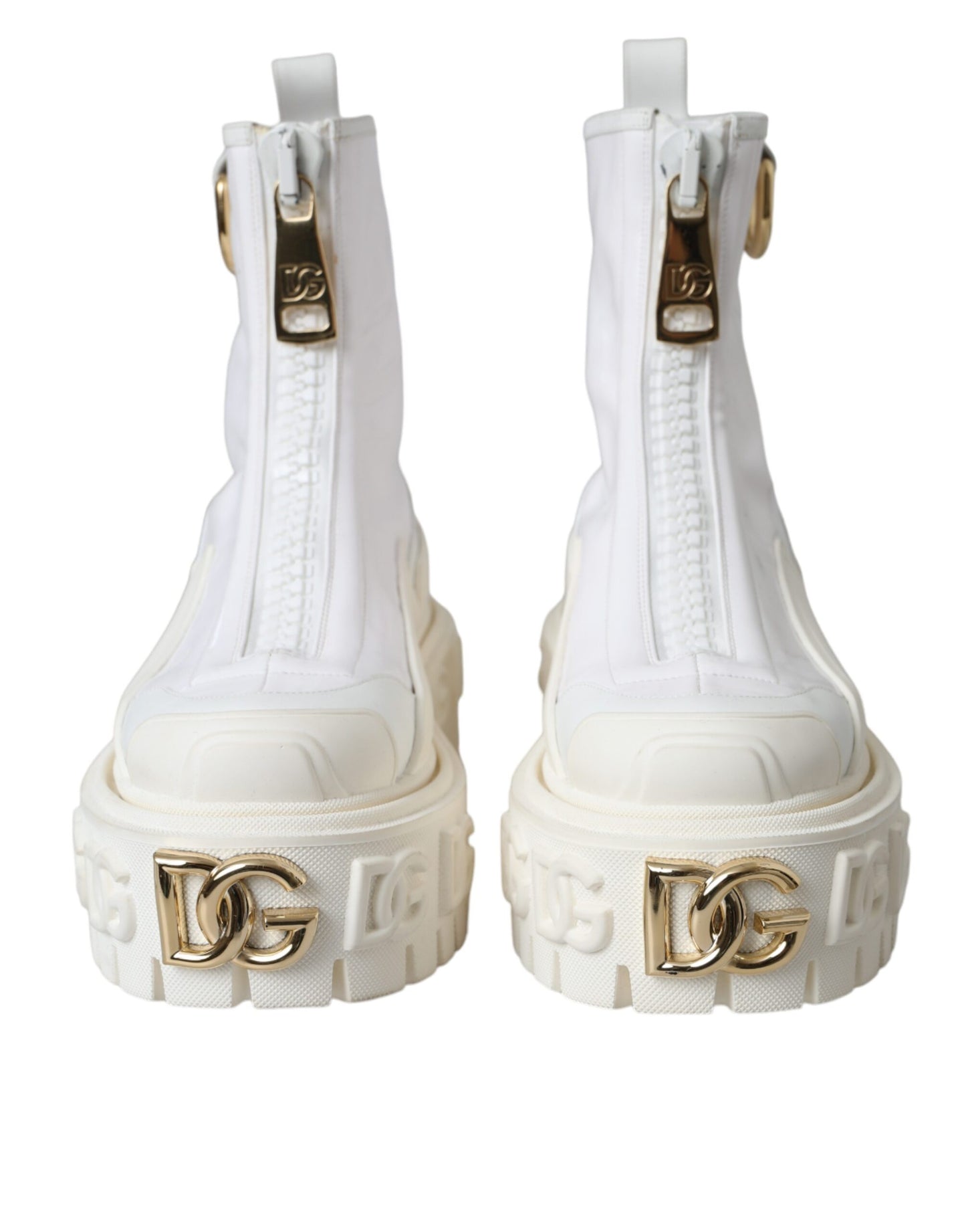 Bottines Dolce & Gabbana en cuir blanc avec logo en caoutchouc