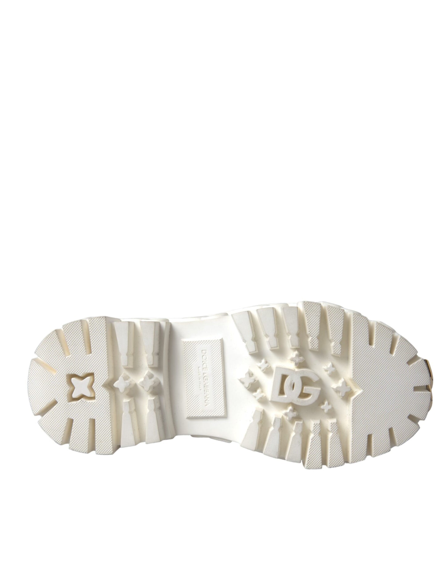 Bottines Dolce & Gabbana en cuir blanc avec logo en caoutchouc