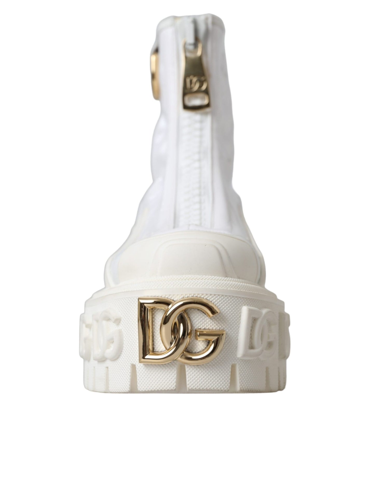 Bottines Dolce & Gabbana en cuir blanc avec logo en caoutchouc