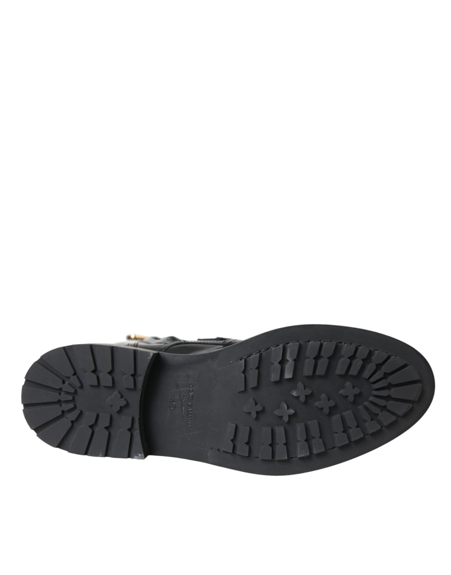Dolce & Gabbana Bottines en cuir noir à boucles en cristal