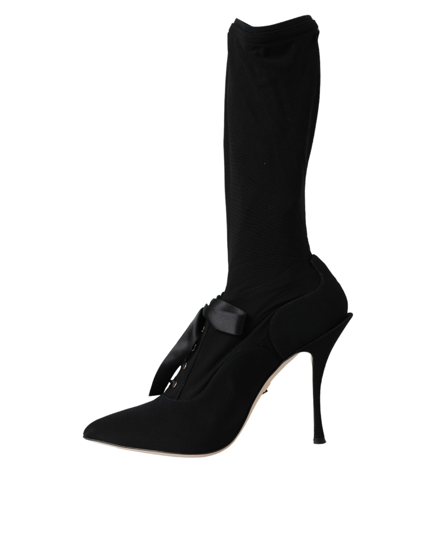 Bottes mi-mollet noires à talons aiguilles Dolce & Gabbana