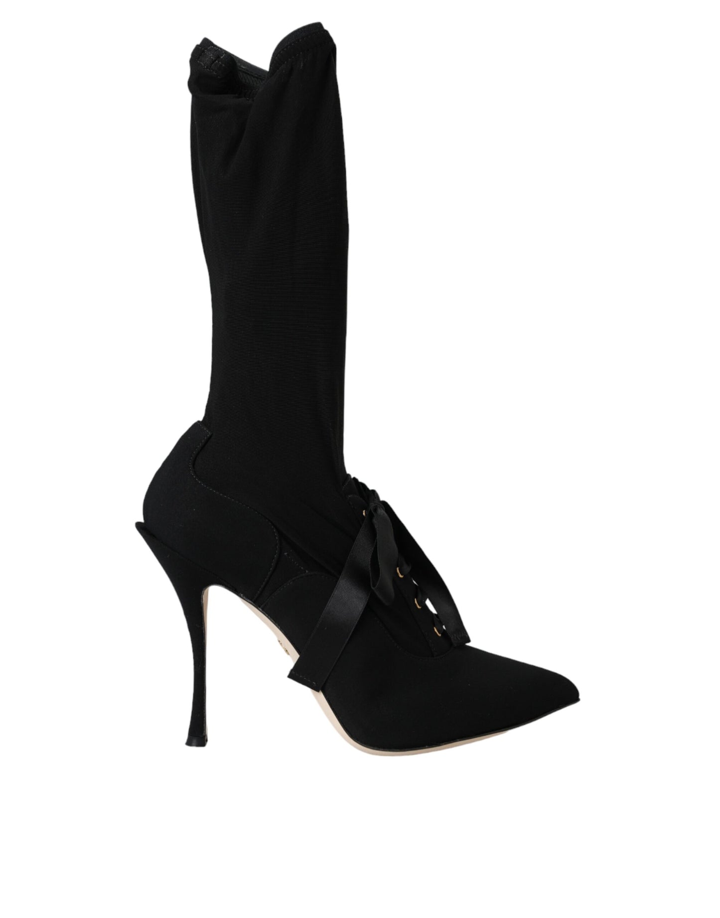 Bottes mi-mollet noires à talons aiguilles Dolce & Gabbana