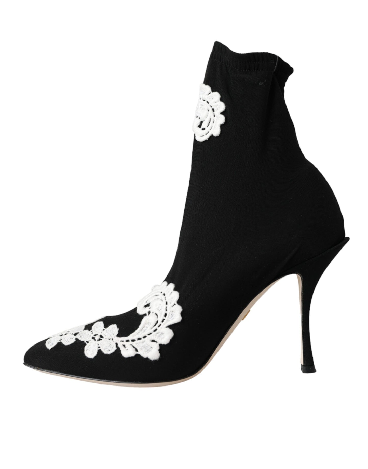 Bottines à enfiler Dolce & Gabbana noires et blanches brodées