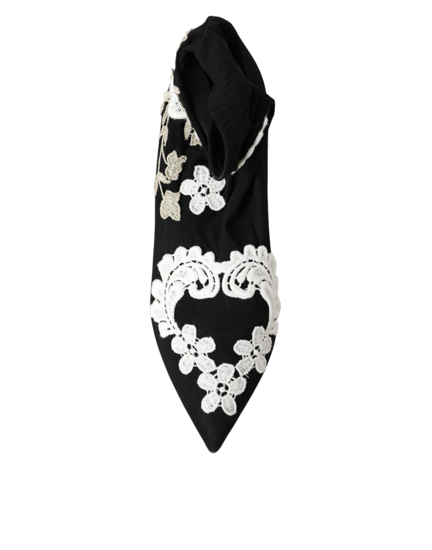 Bottines à enfiler Dolce & Gabbana noires et blanches brodées
