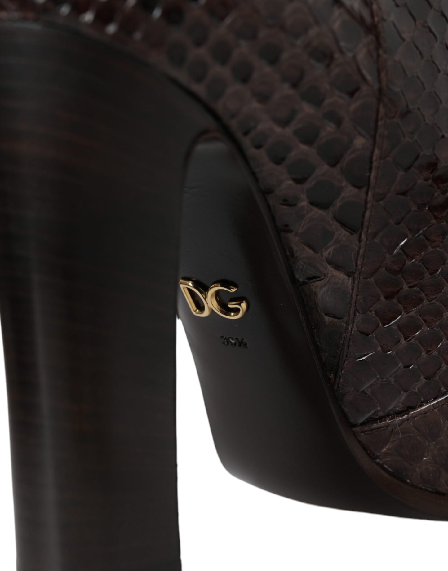 Bottes hautes à talons en cuir exotique marron Dolce & Gabbana