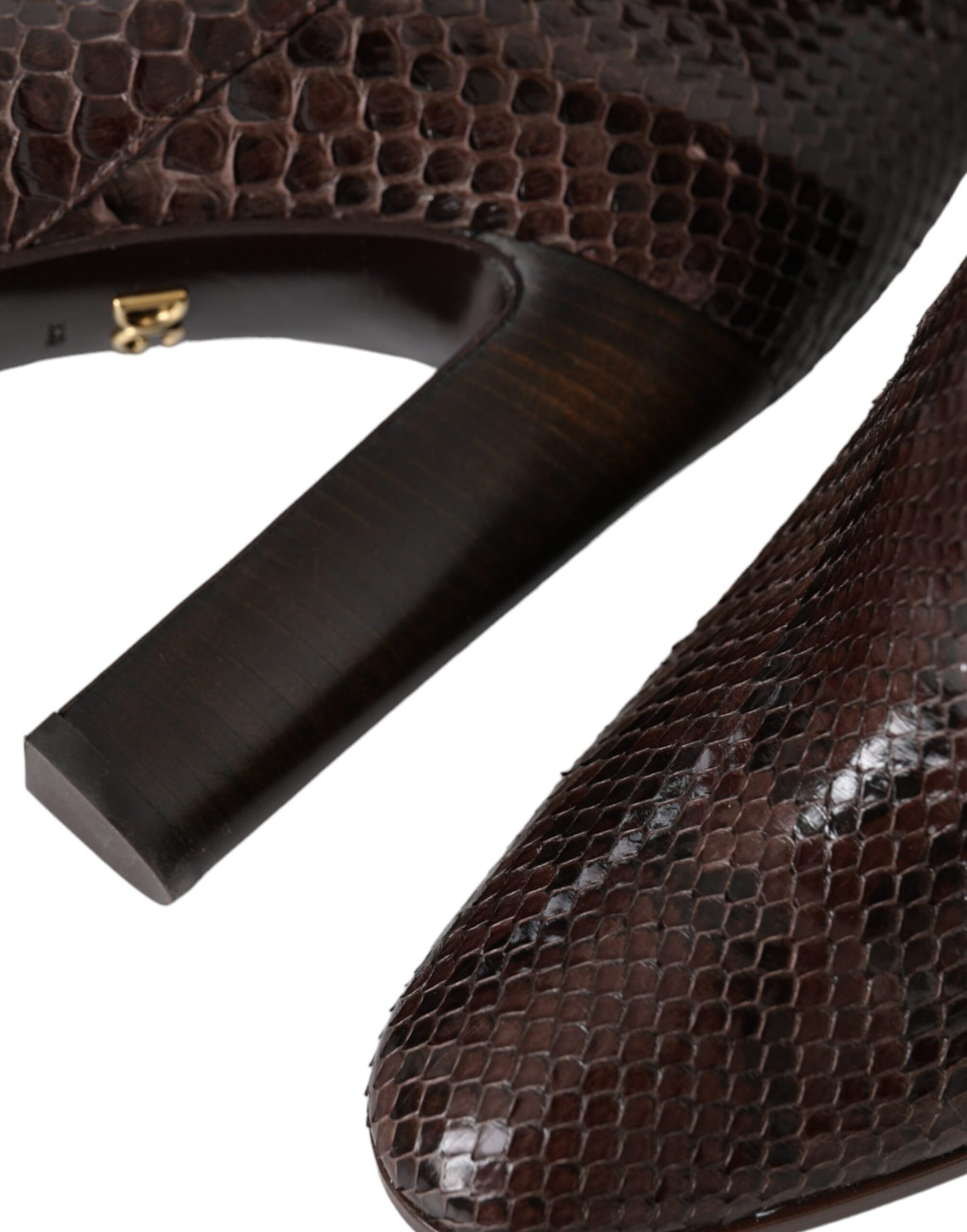 Bottes hautes à talons en cuir exotique marron Dolce & Gabbana