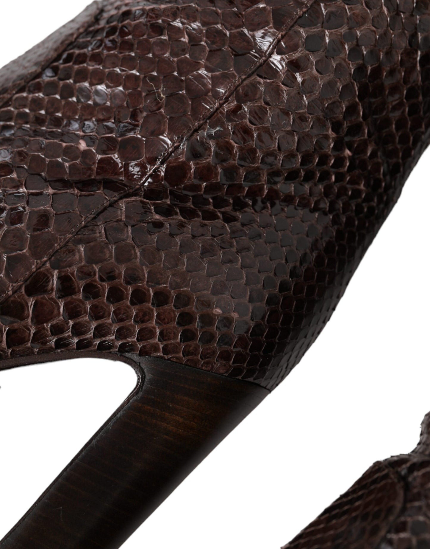 Bottes hautes à talons en cuir exotique marron Dolce & Gabbana