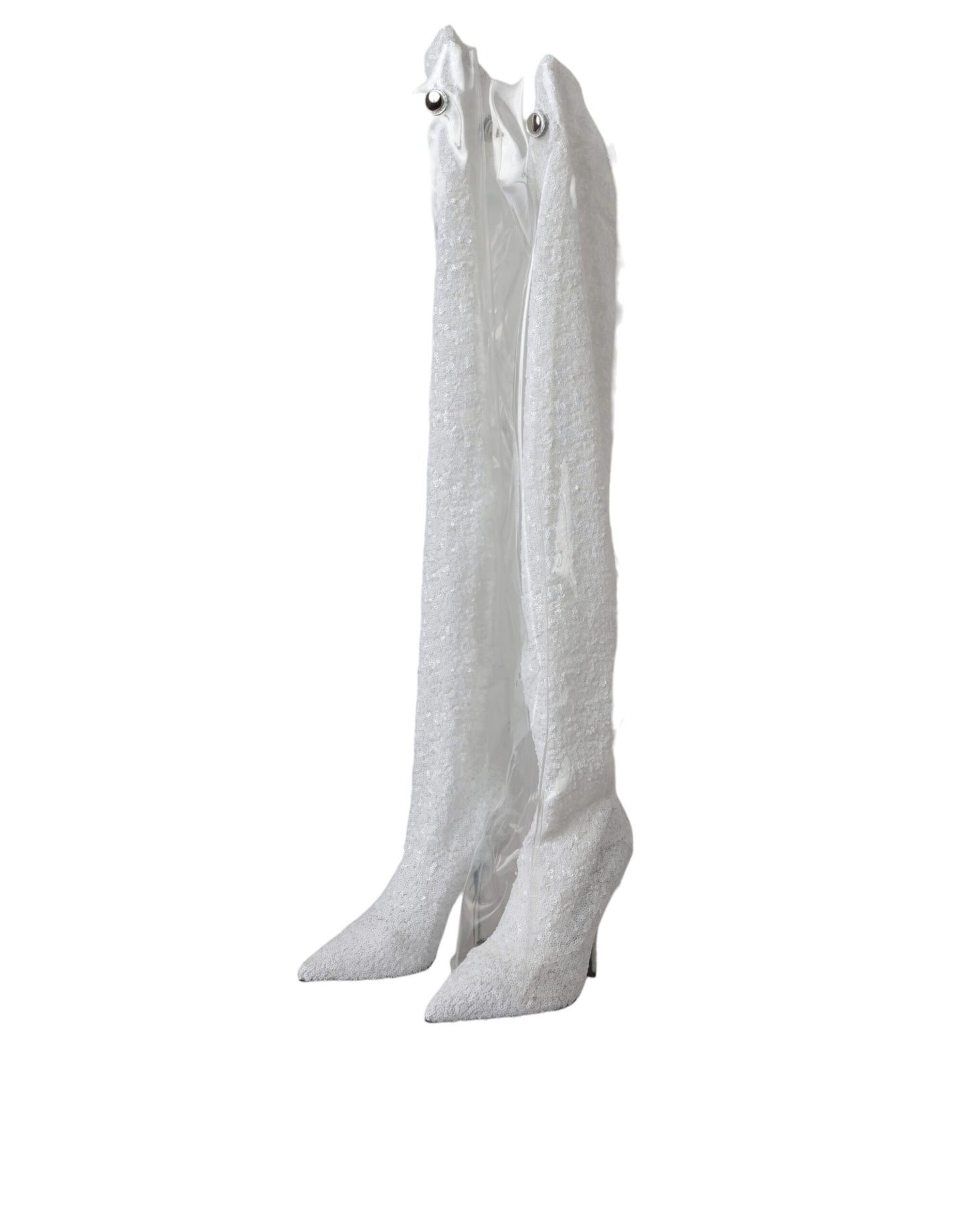 Bottes hautes à talons aiguilles Dolce & Gabbana blanches