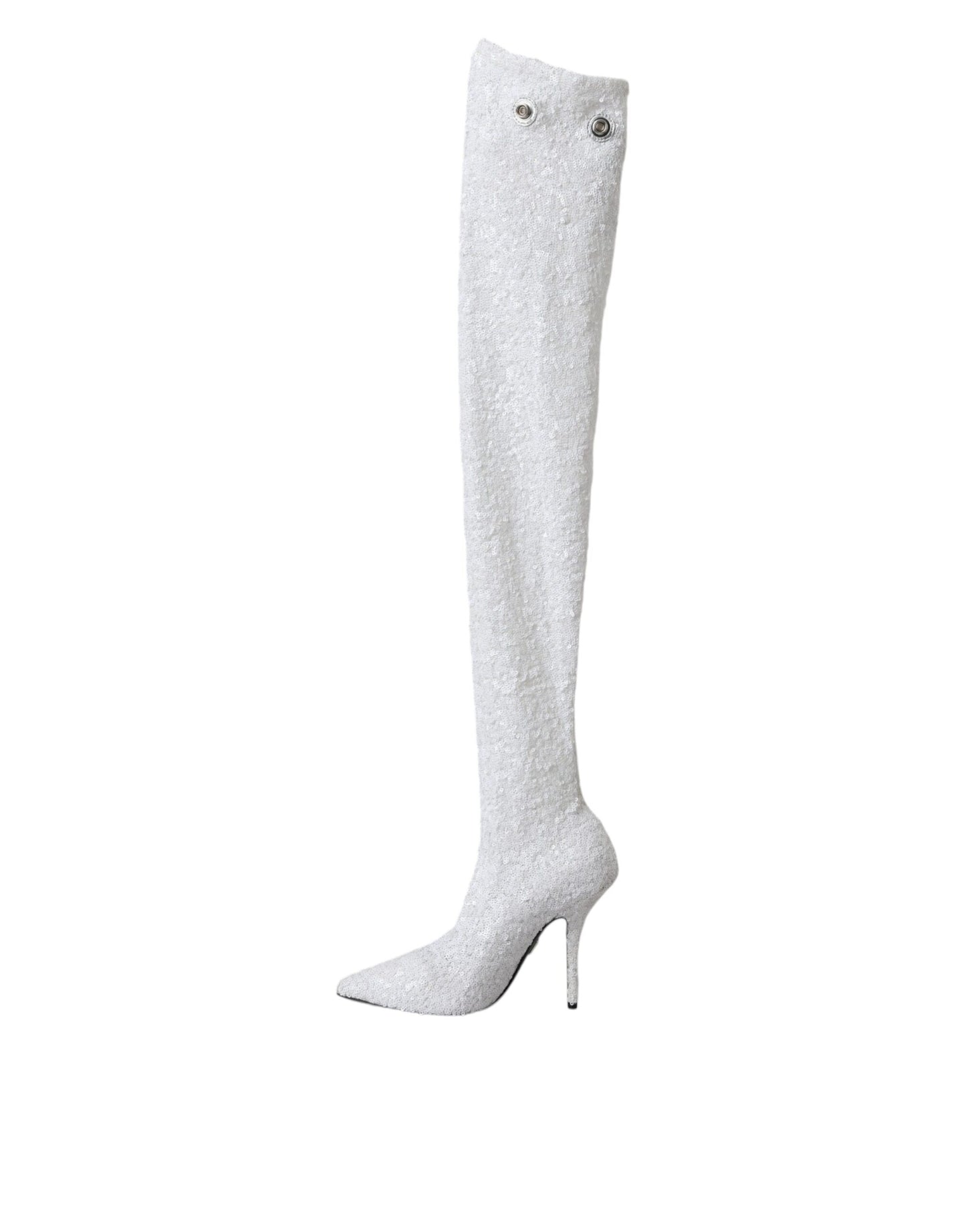 Bottes hautes à talons aiguilles Dolce & Gabbana blanches