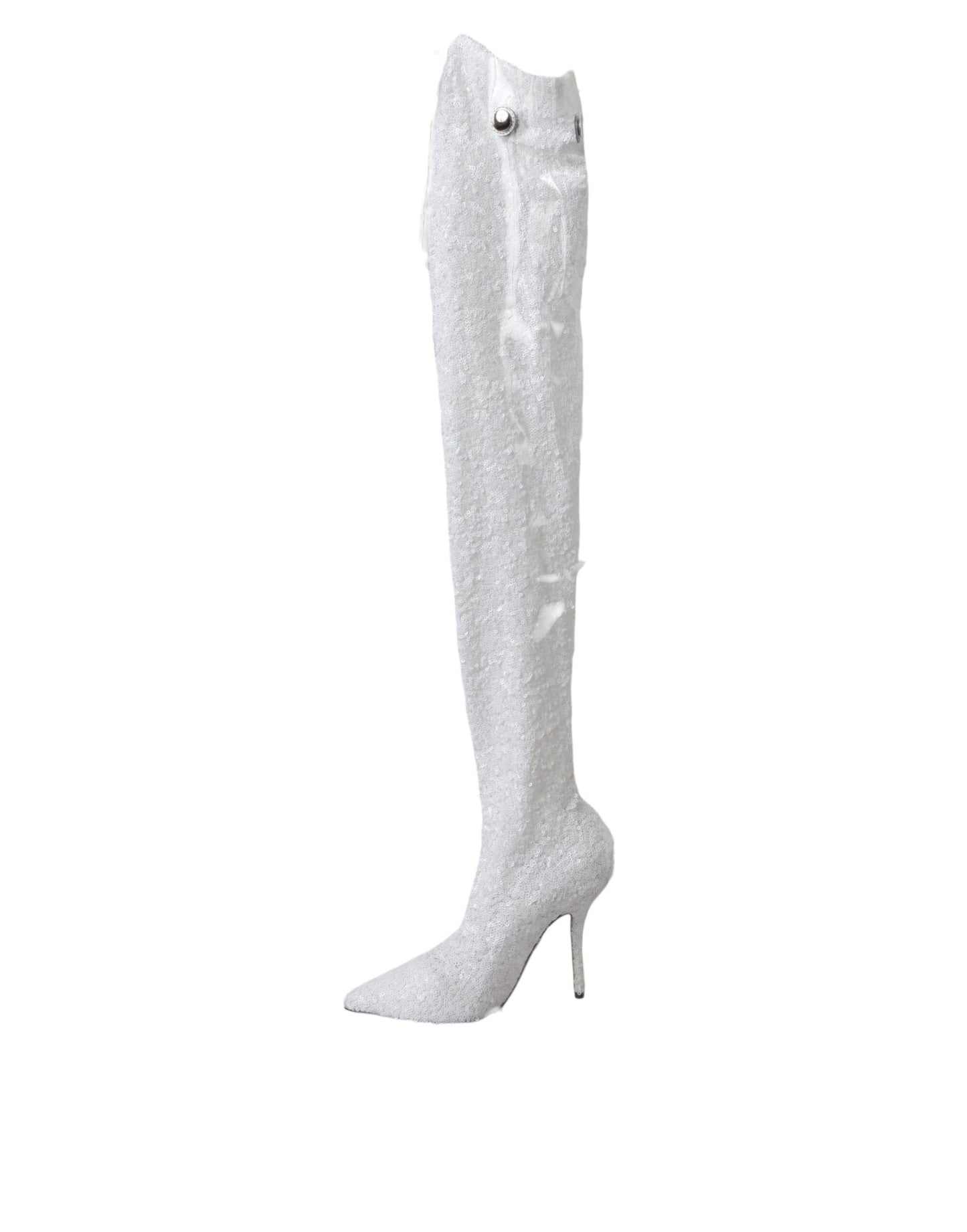 Bottes hautes à talons aiguilles Dolce & Gabbana blanches