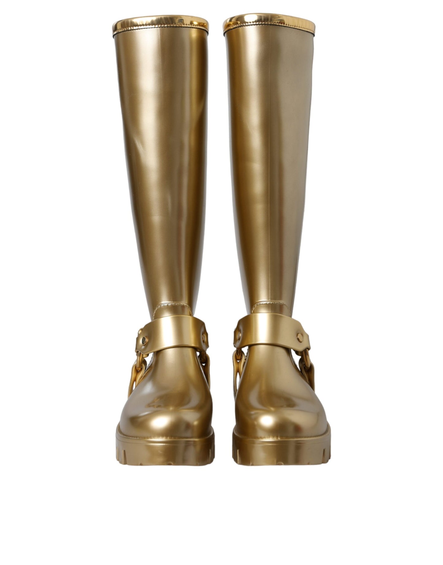 Bottes de pluie Dolce & Gabbana en caoutchouc PVC métallisé doré