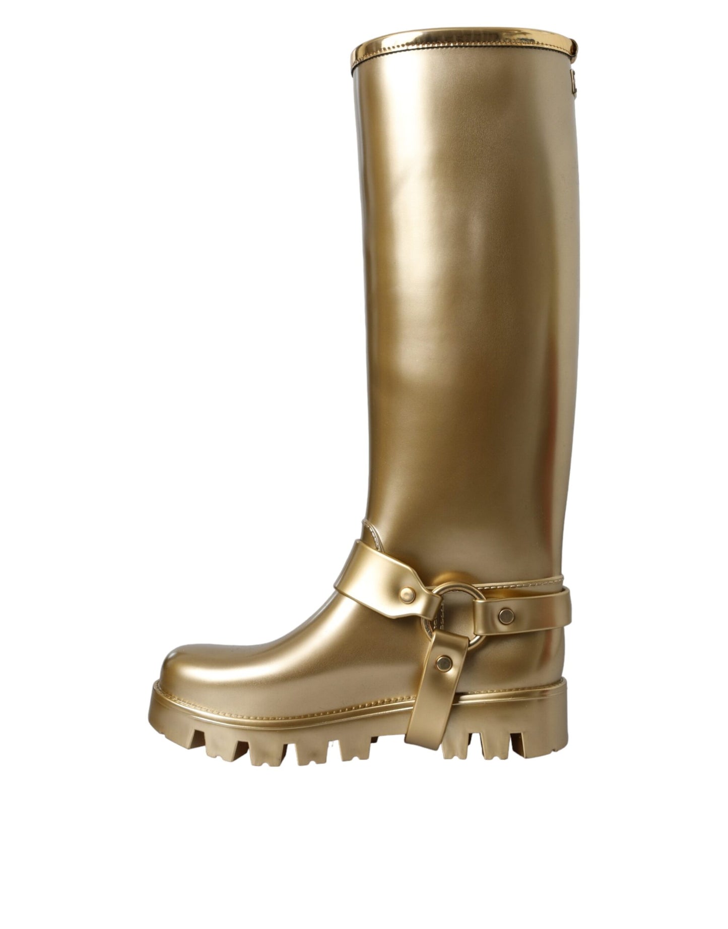 Bottes de pluie Dolce & Gabbana en caoutchouc PVC métallisé doré
