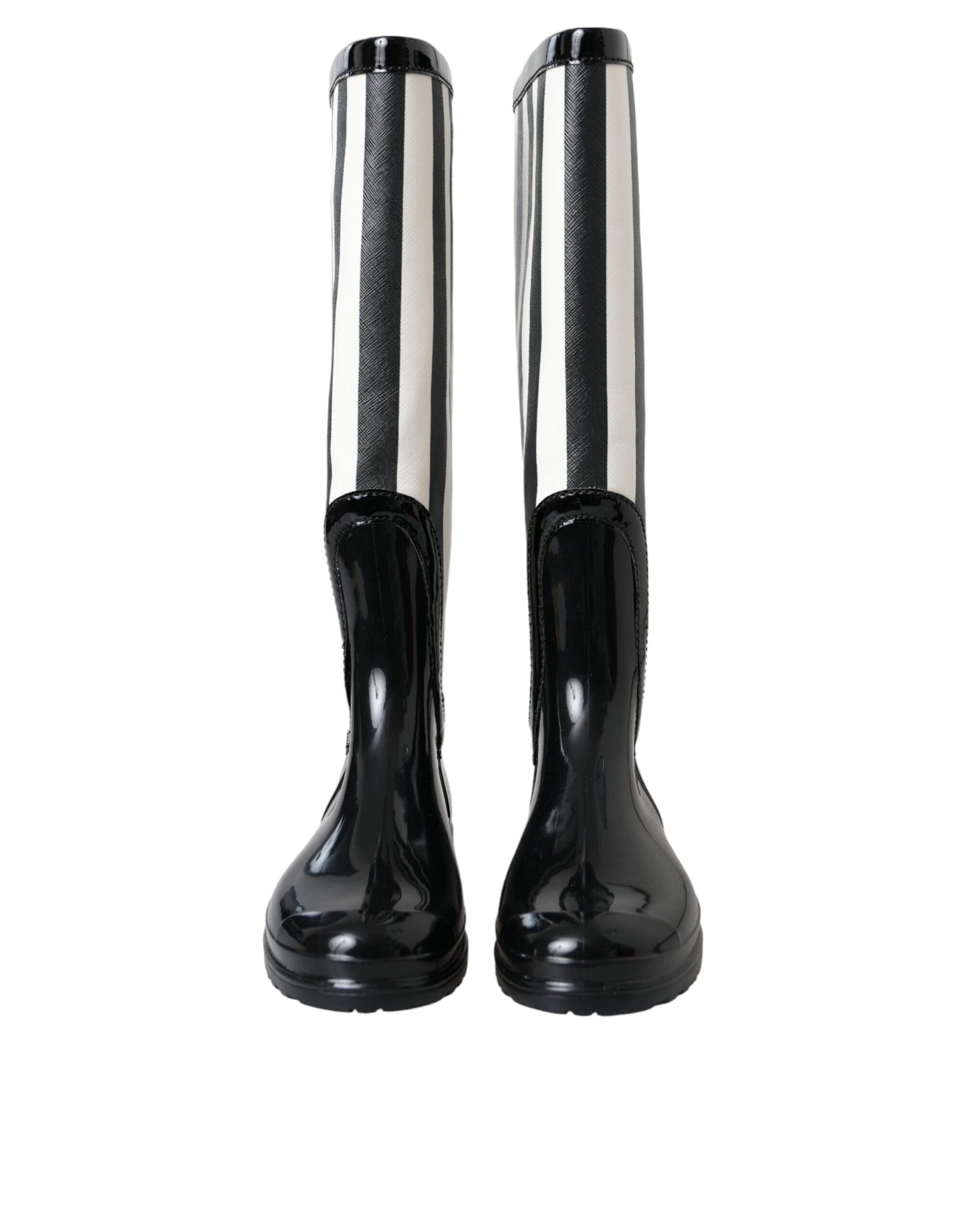 Bottes plates hautes en caoutchouc noir Dolce & Gabbana