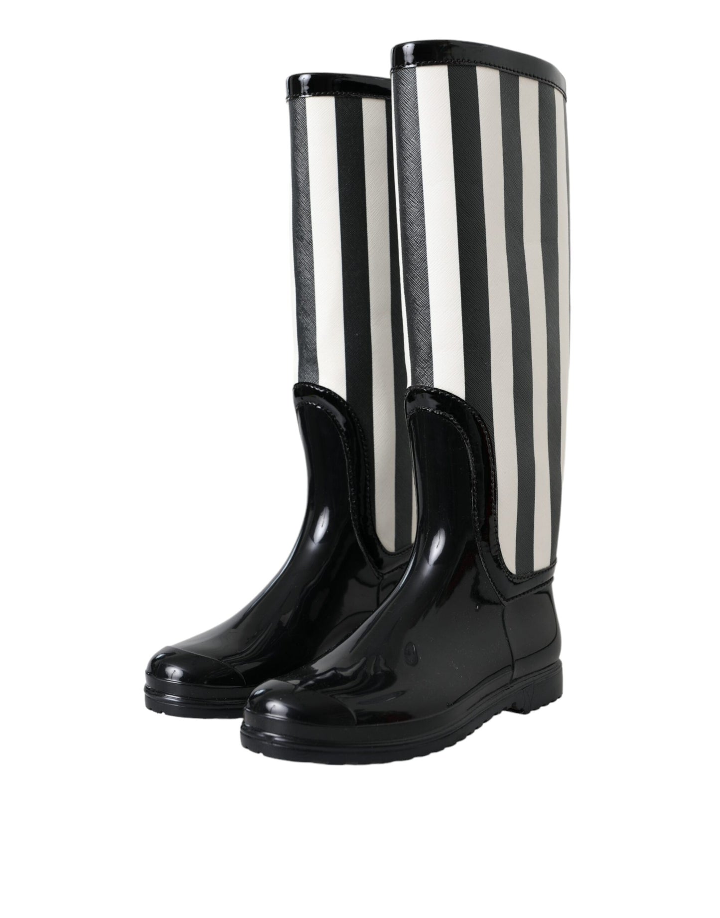 Bottes plates hautes en caoutchouc noir Dolce & Gabbana