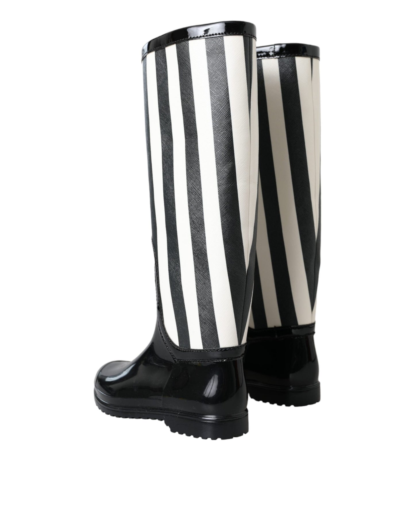 Bottes plates hautes en caoutchouc noir Dolce & Gabbana