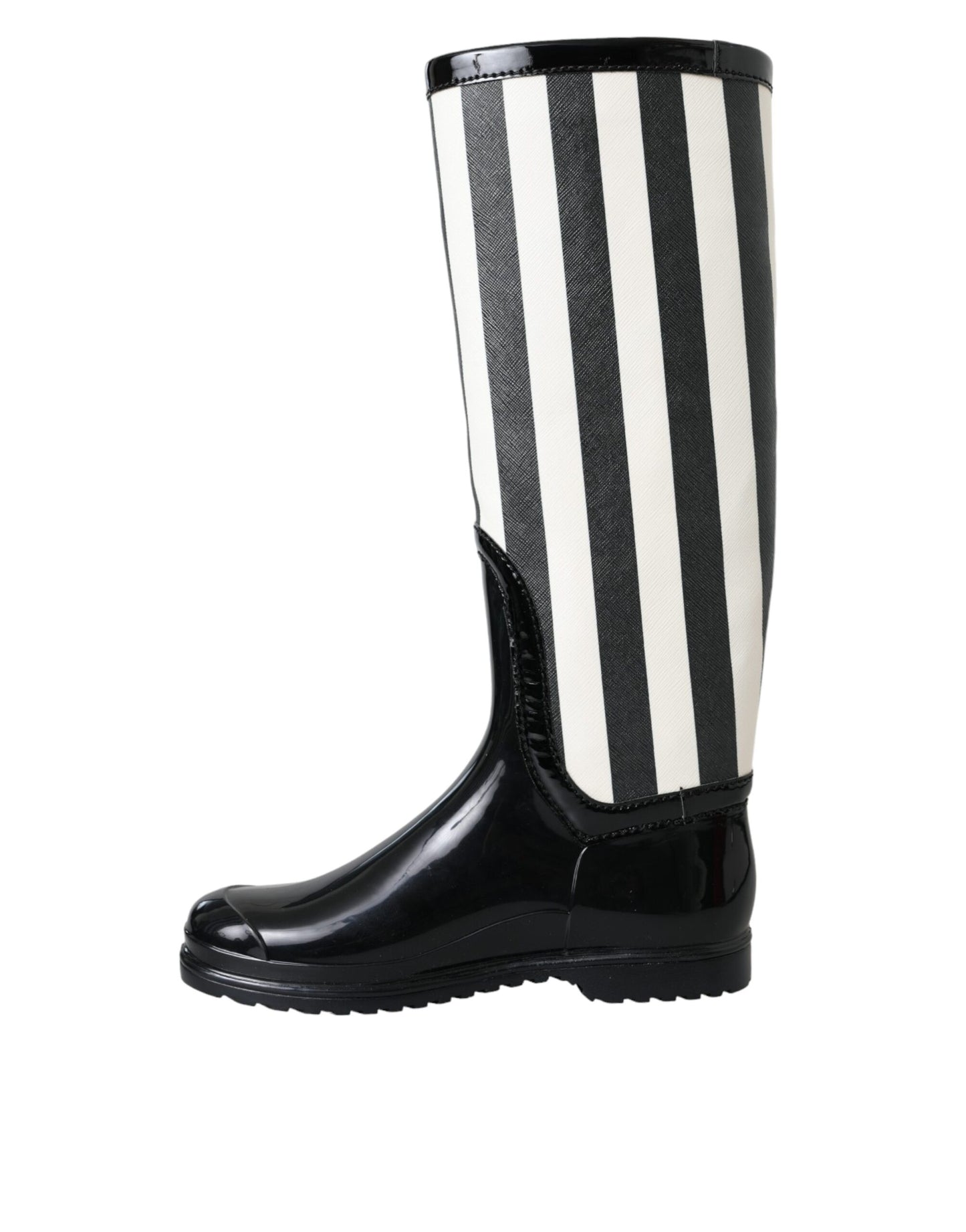 Bottes plates hautes en caoutchouc noir Dolce & Gabbana