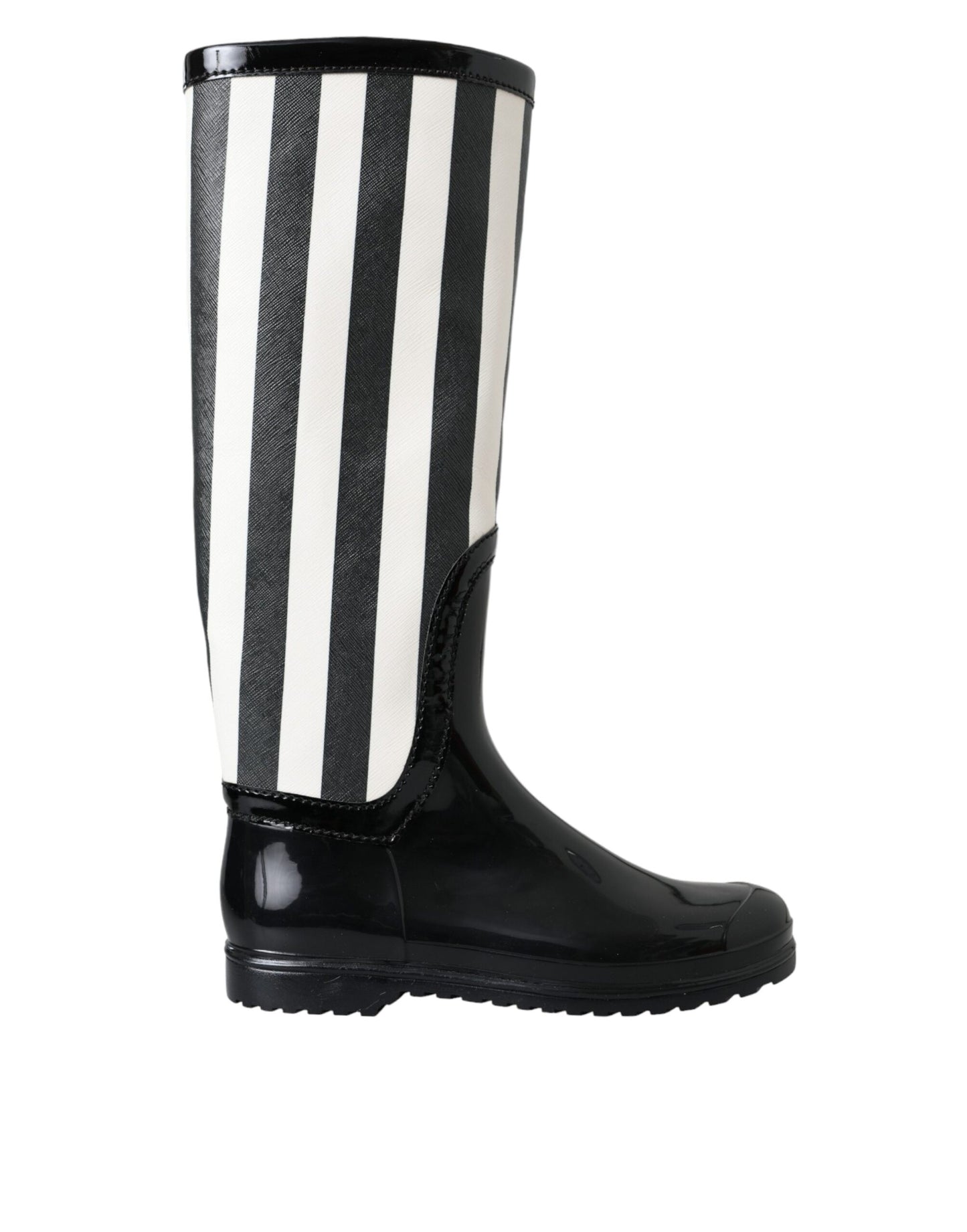 Bottes plates hautes en caoutchouc noir Dolce & Gabbana