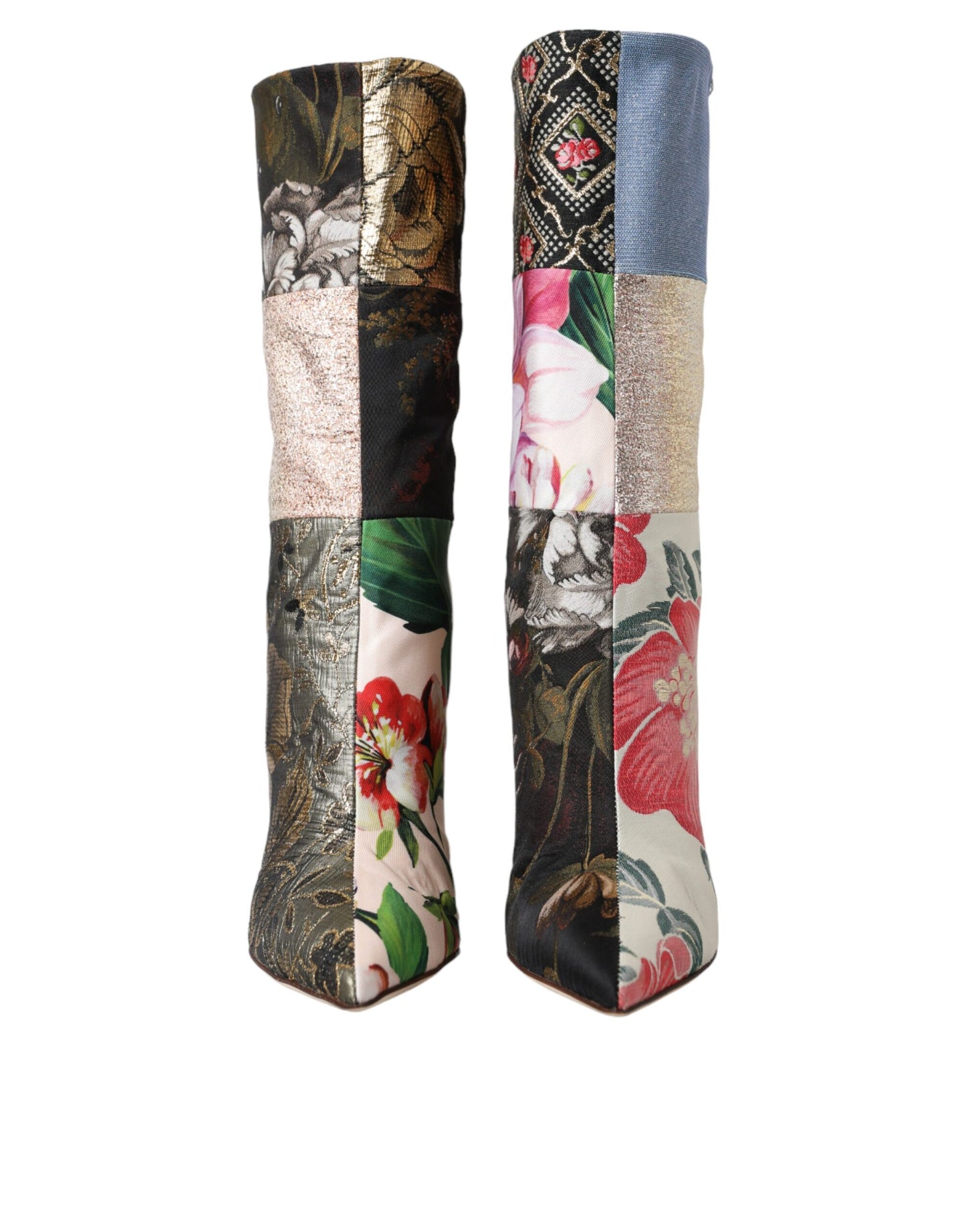 Bottes à talons à imprimé patchwork multicolore Dolce & Gabbana