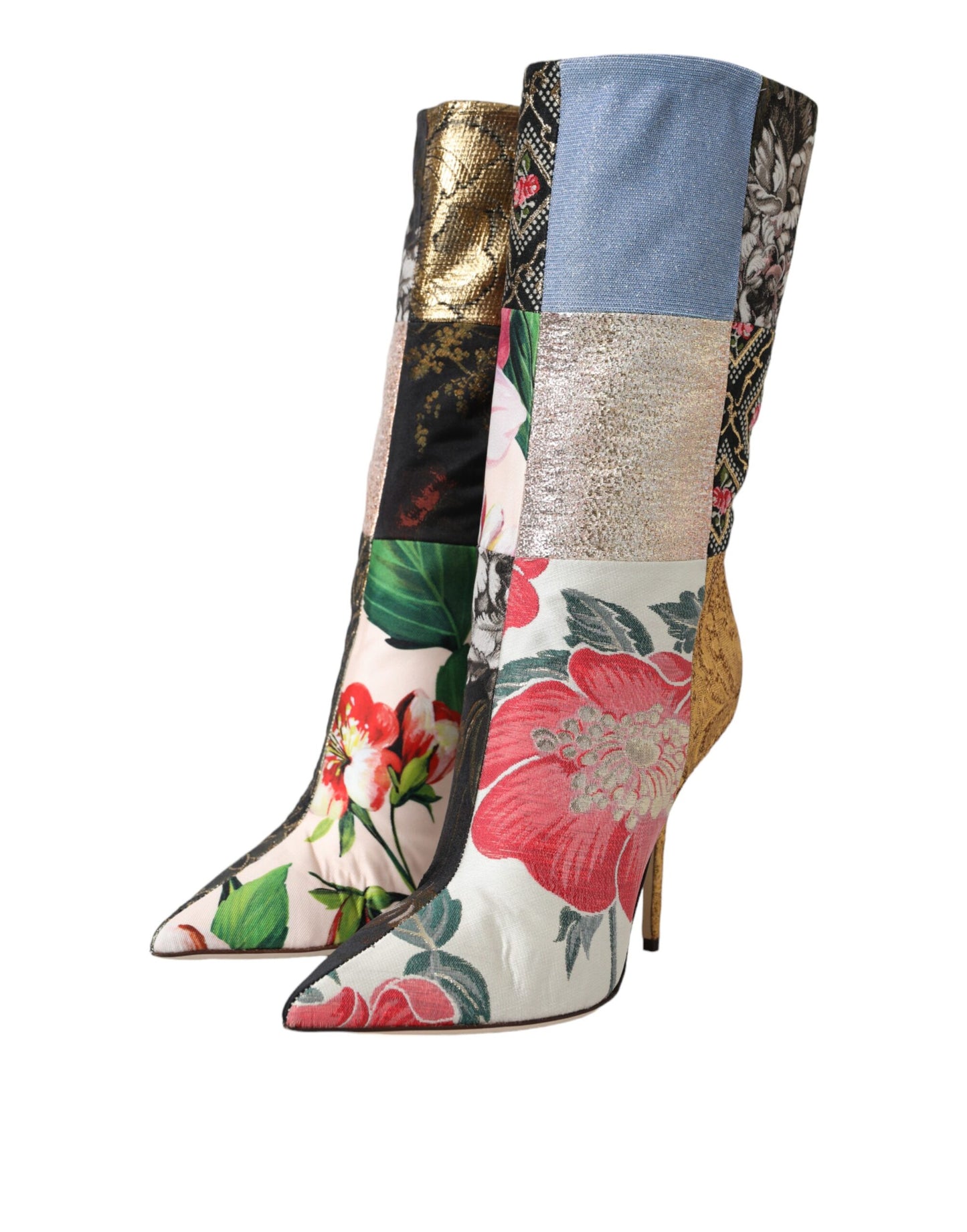Bottes à talons à imprimé patchwork multicolore Dolce & Gabbana