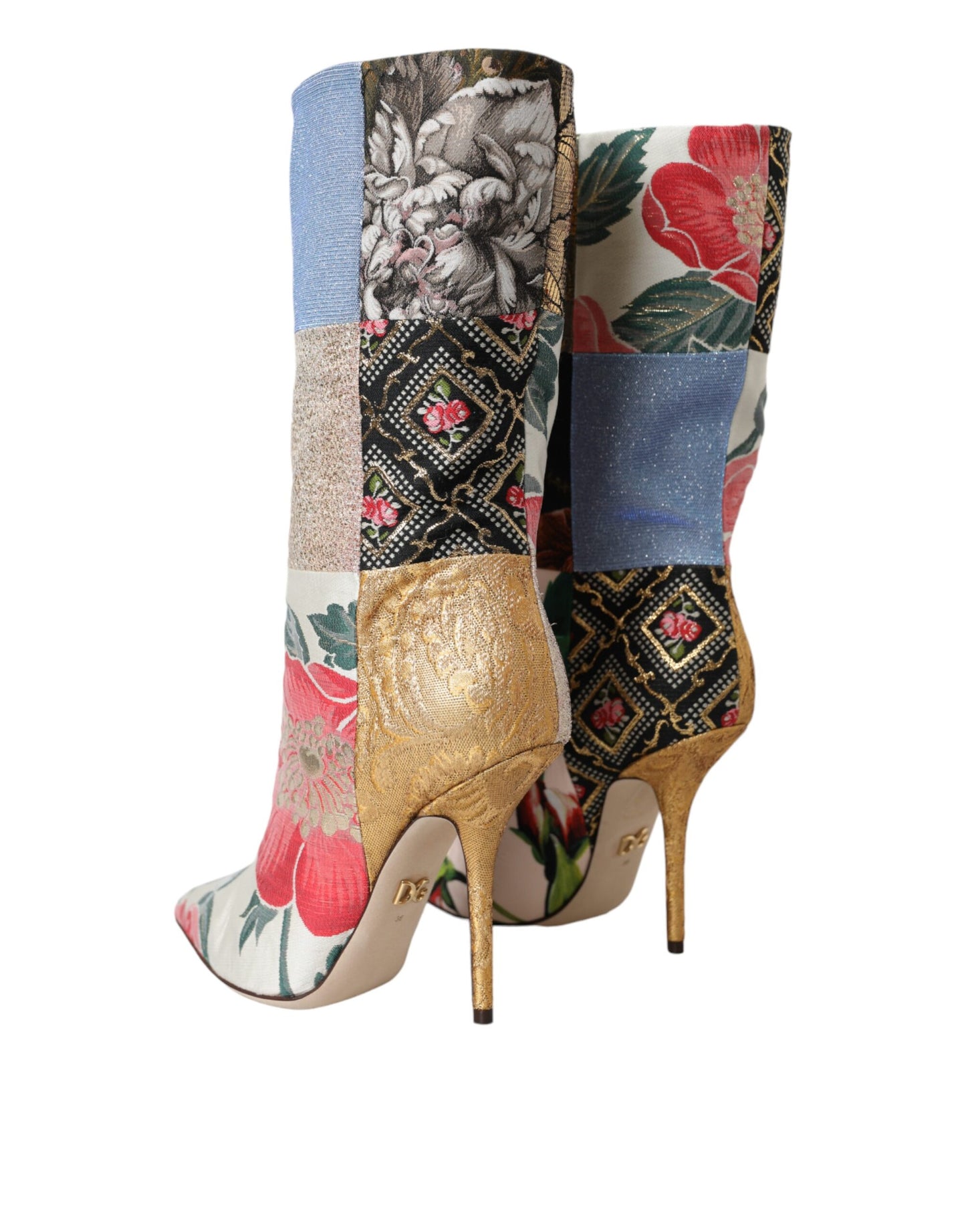 Bottes à talons à imprimé patchwork multicolore Dolce & Gabbana