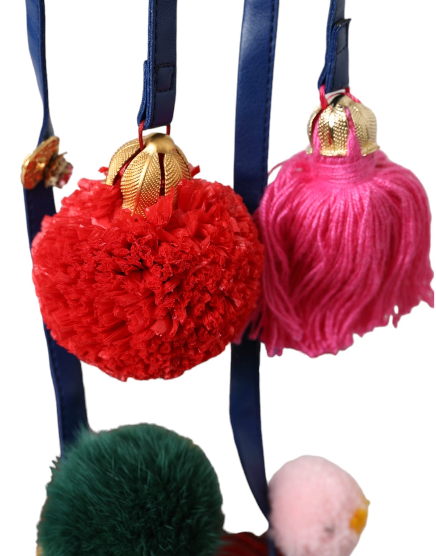 Sandales à pompons multicolores en fourrure Dolce & Gabbana