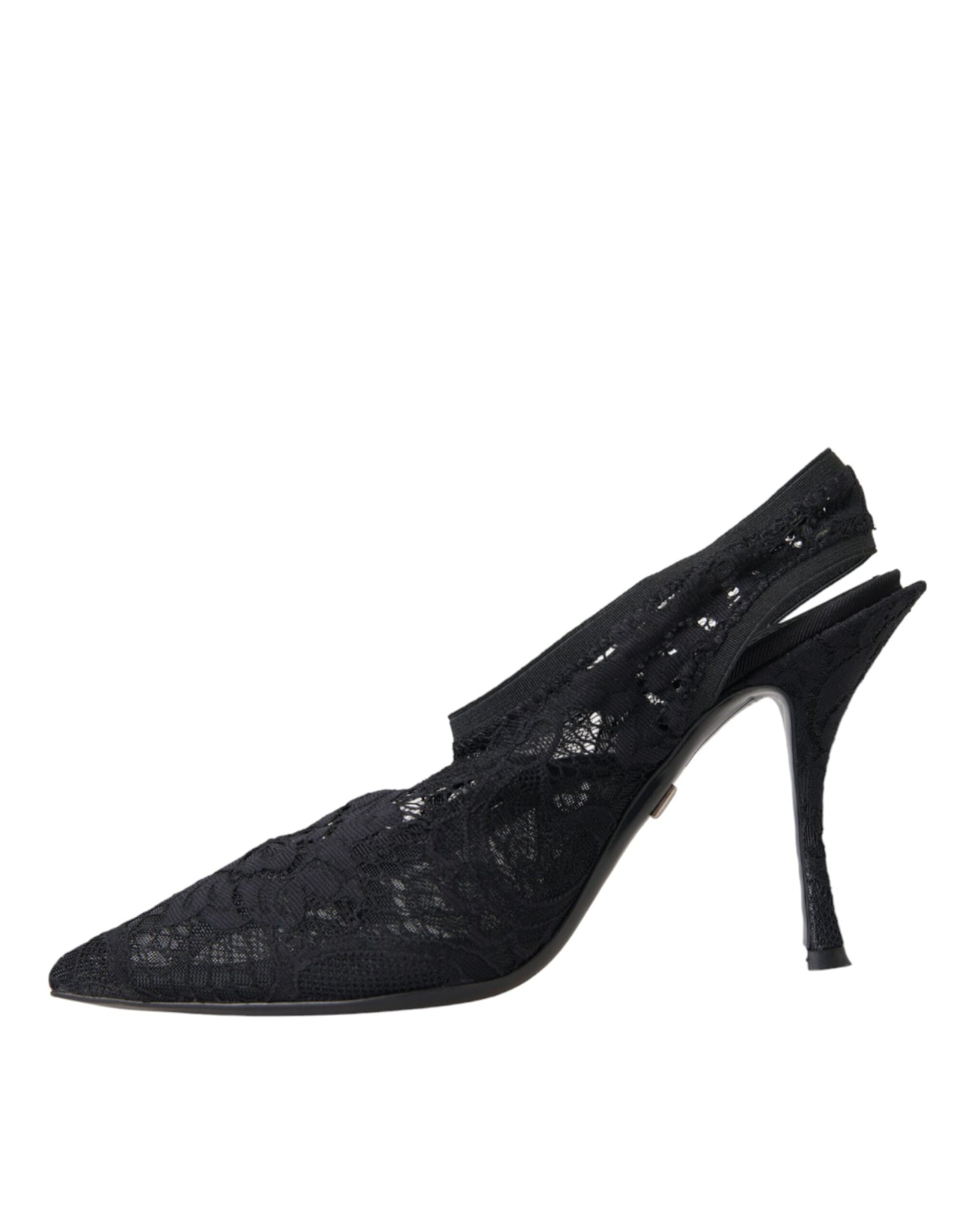 Chaussures à talons et brides arrière en dentelle extensible noire Dolce & Gabbana