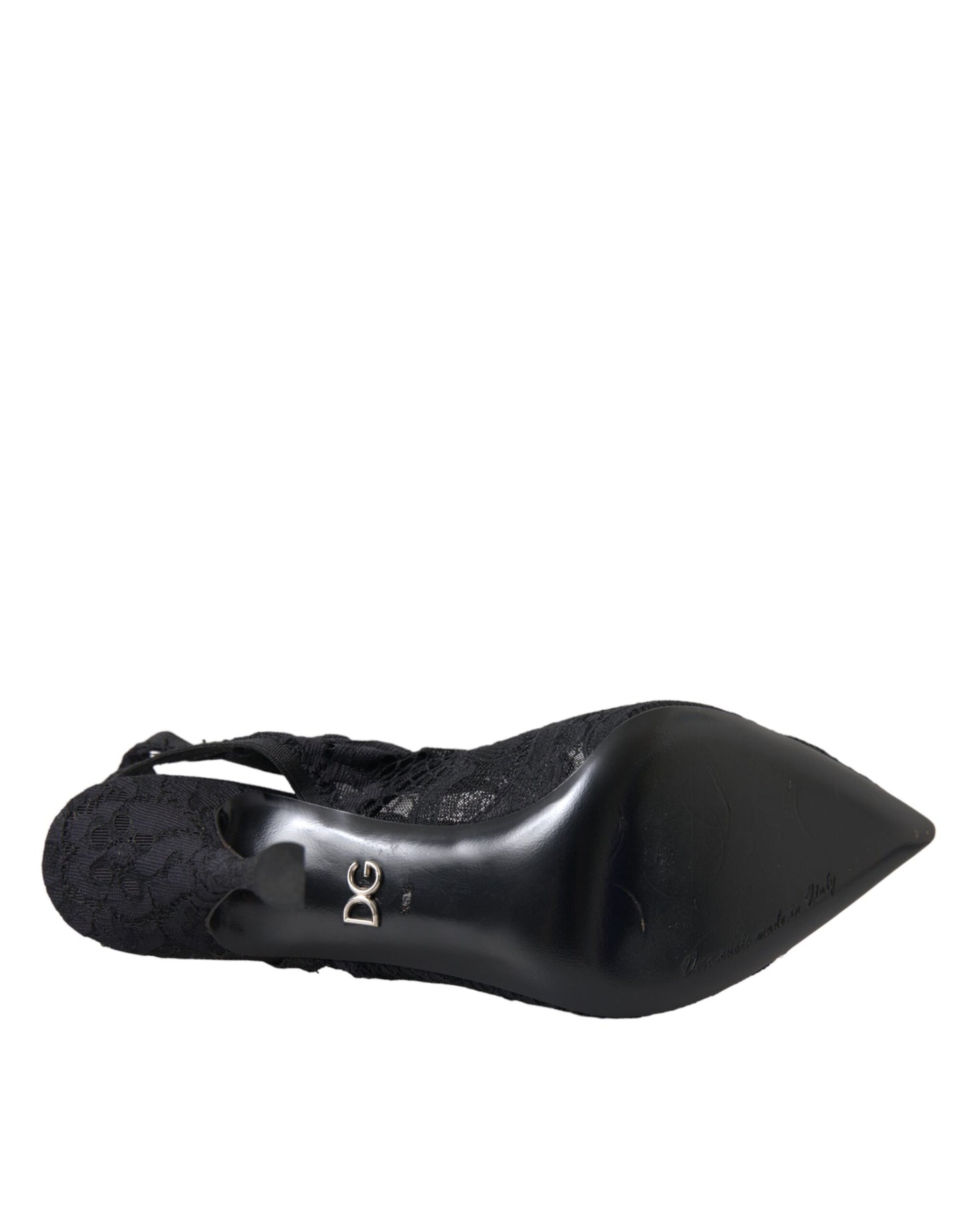 Chaussures à talons et brides arrière en dentelle extensible noire Dolce & Gabbana