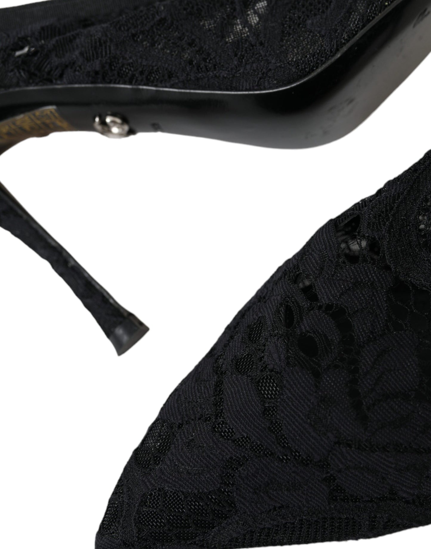 Chaussures à talons et brides arrière en dentelle extensible noire Dolce & Gabbana