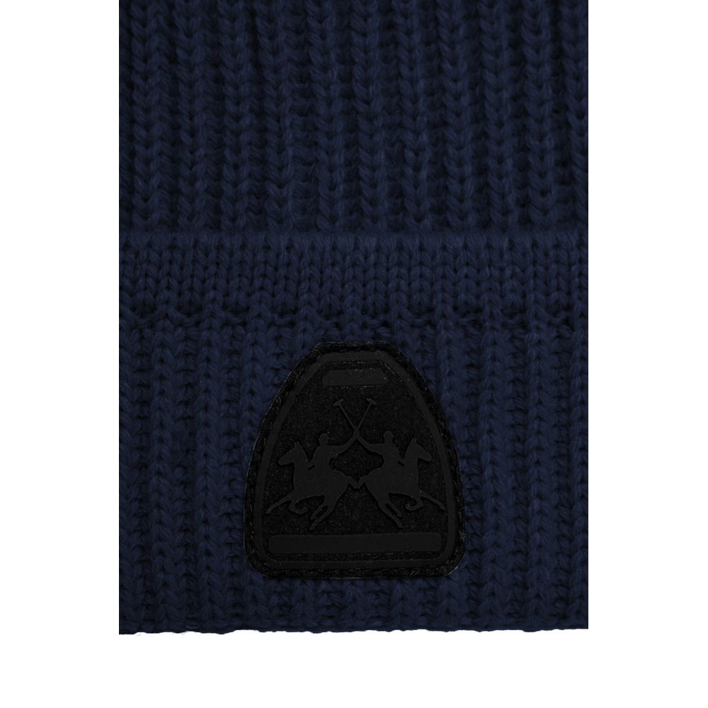 Bonnet homme en acrylique bleu La Martina