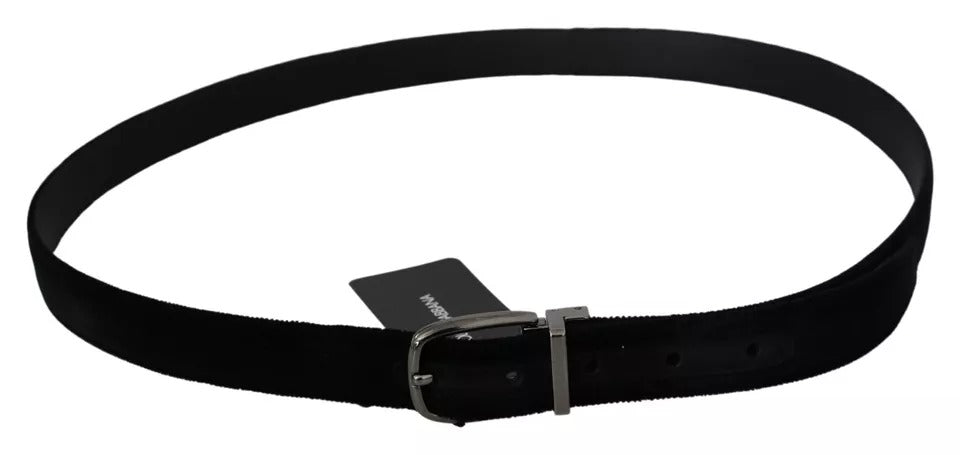 Ceinture pour homme Dolce & Gabbana en velours noir avec boucle en métal argenté