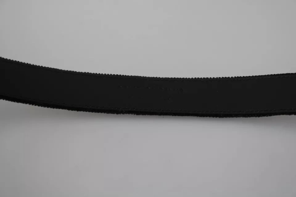Ceinture pour homme Dolce & Gabbana en velours noir avec boucle en métal argenté
