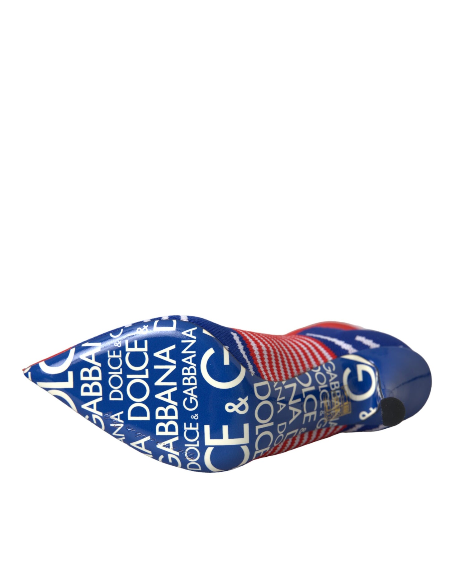 Bottines extensibles style chaussettes Dolce & Gabbana rouges et bleues avec logo
