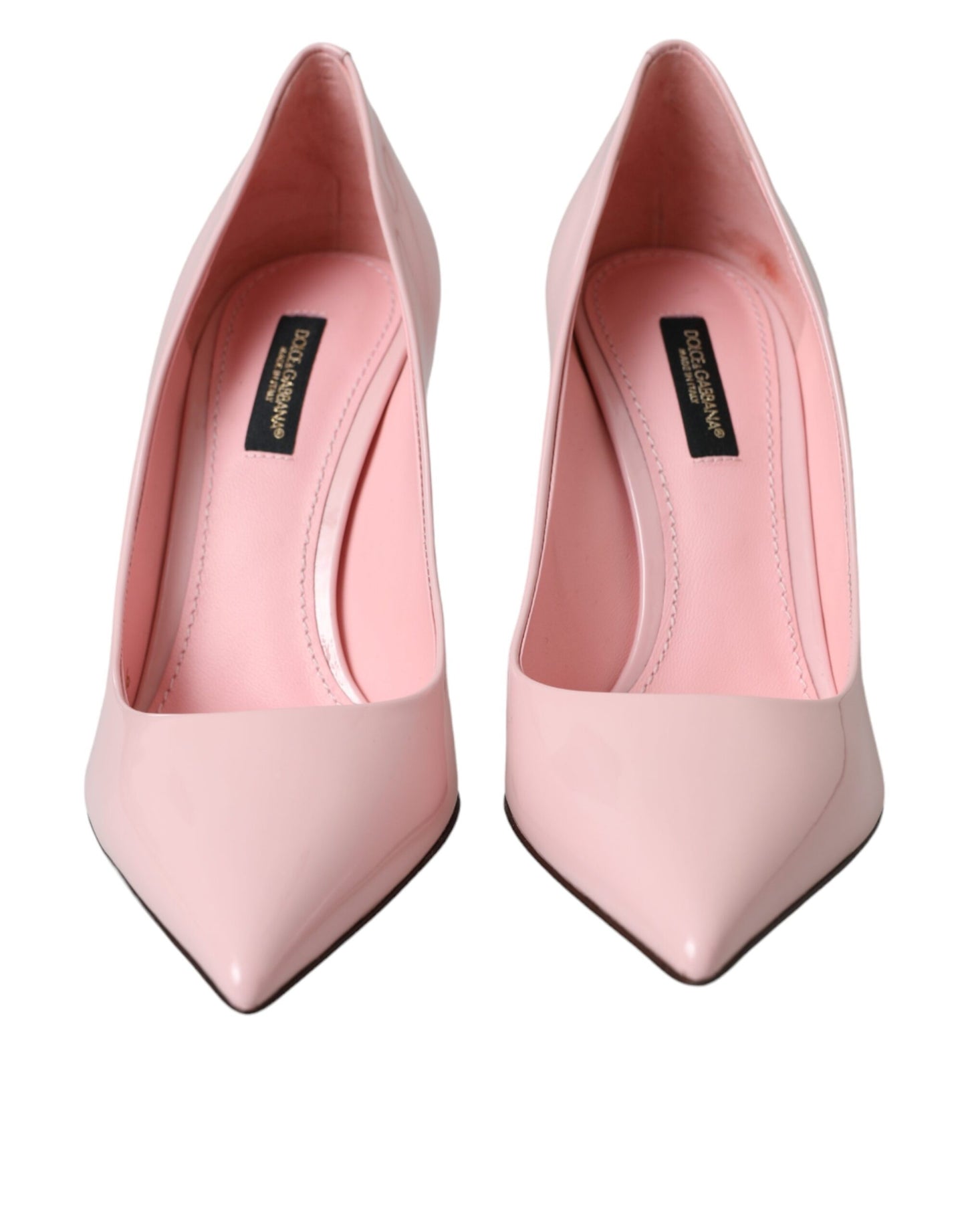 Escarpins à talons en cuir verni rose clair Dolce & Gabbana