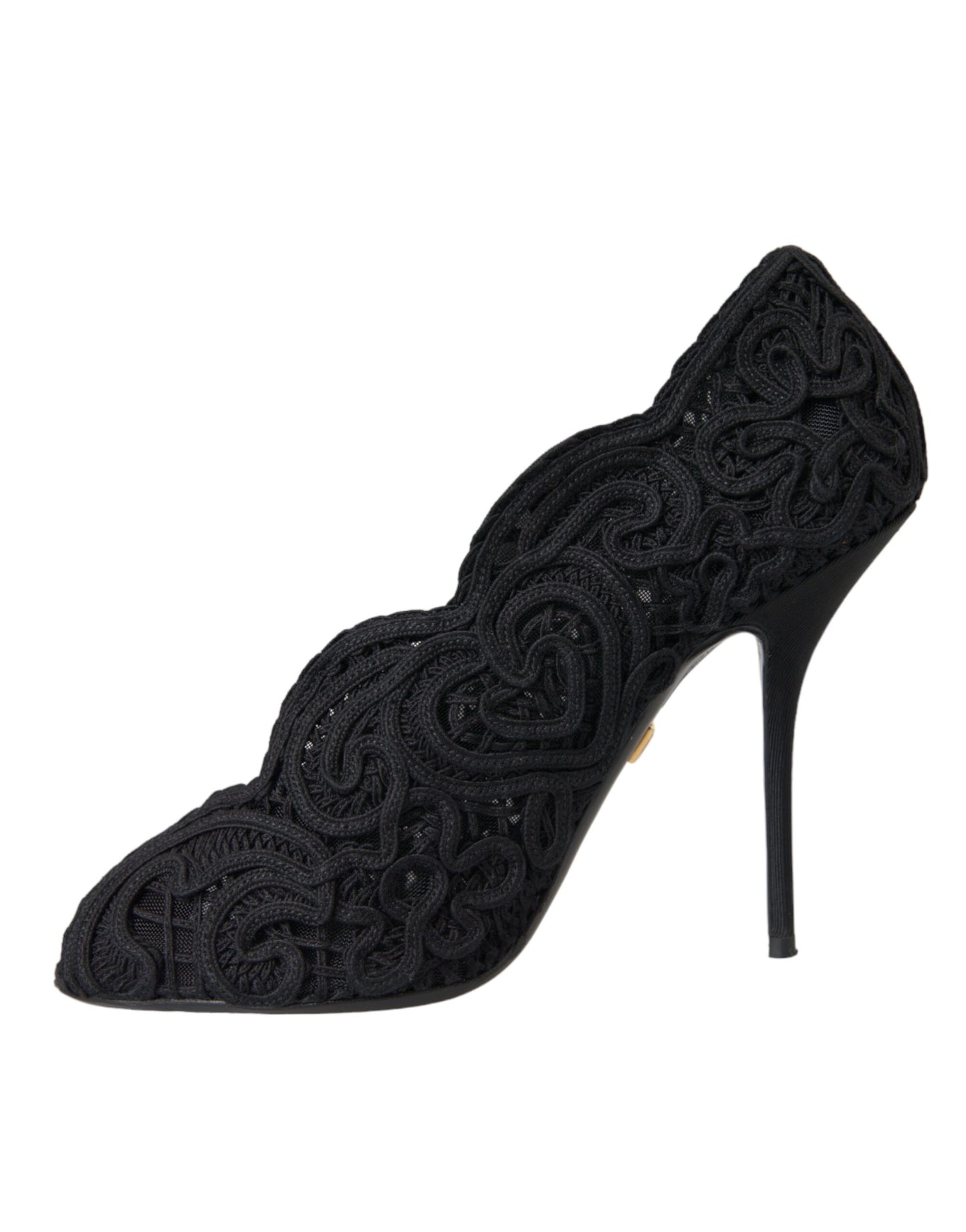 Dolce & Gabbana Escarpins Cordonetto Ricamo noirs à bout ouvert