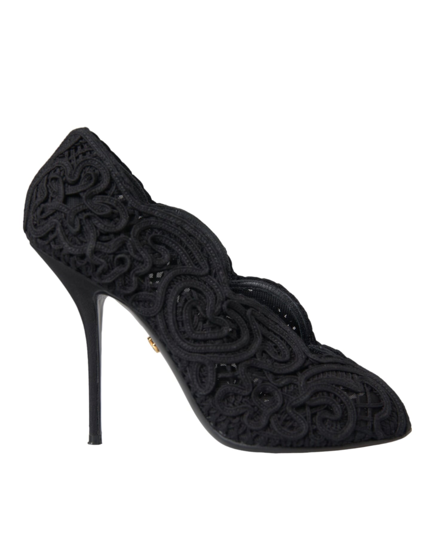 Dolce & Gabbana Escarpins Cordonetto Ricamo noirs à bout ouvert