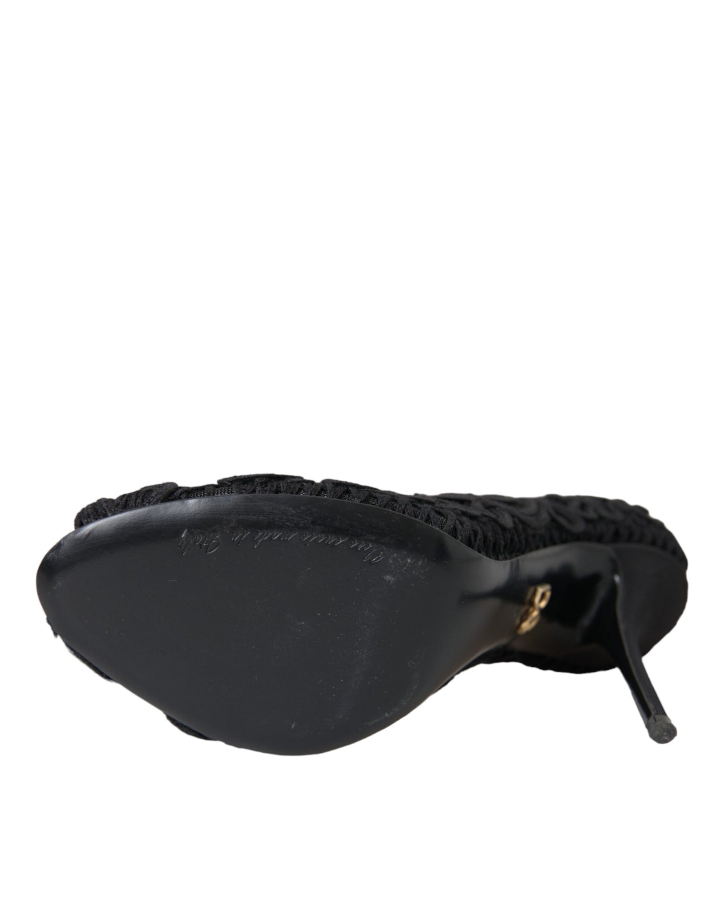 Dolce & Gabbana Escarpins Cordonetto Ricamo noirs à bout ouvert
