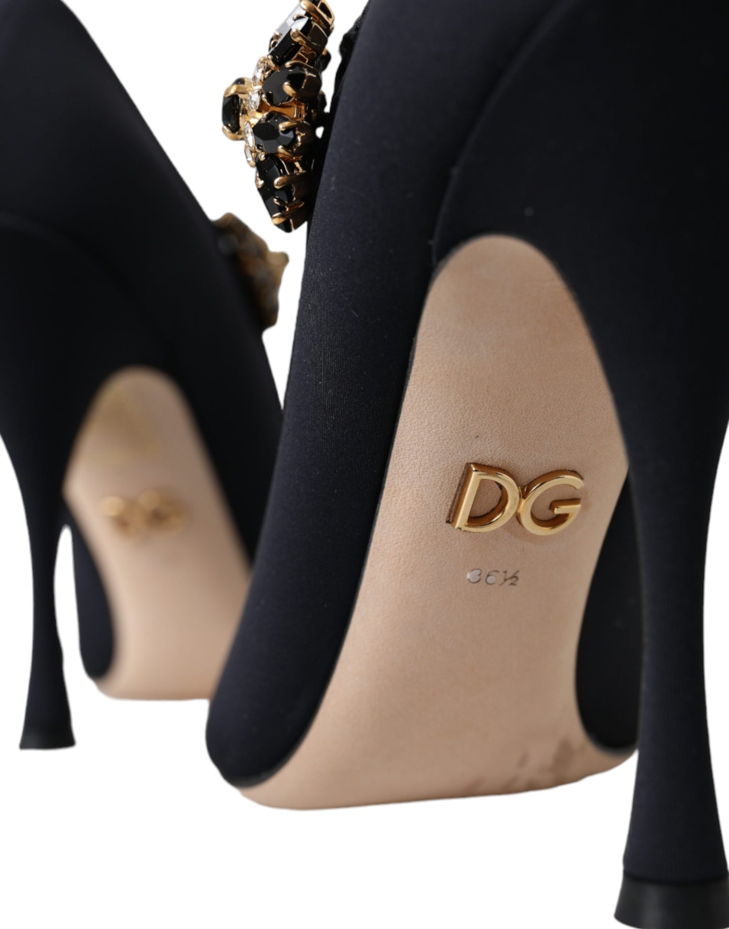 Escarpins Dolce & Gabbana Mary Jane en jersey noir avec cristaux