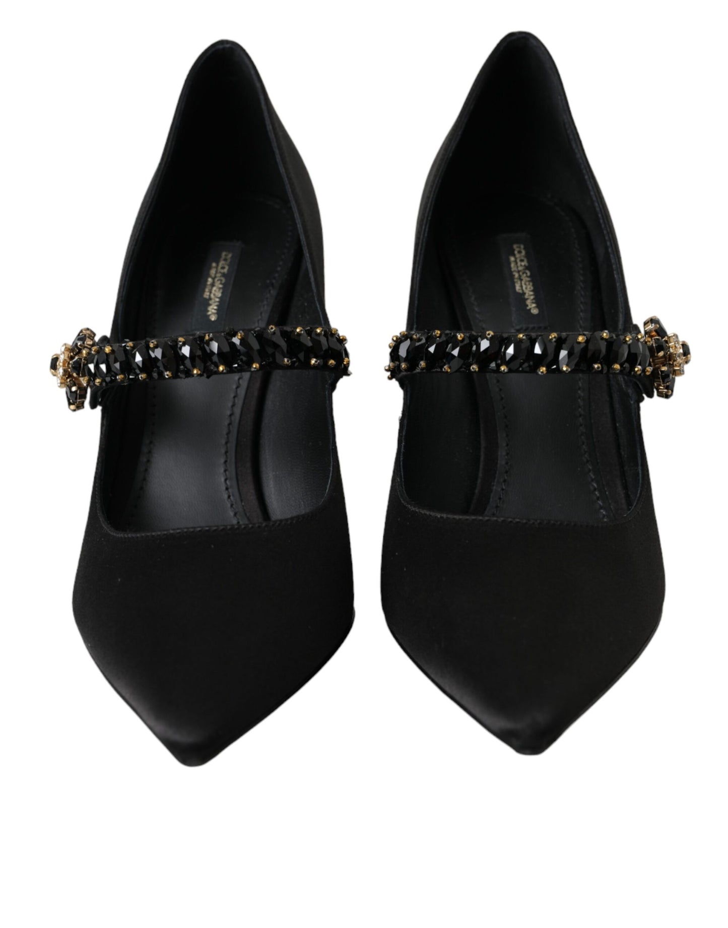 Escarpins à talons en cristal Mary Jane noirs Dolce & Gabbana