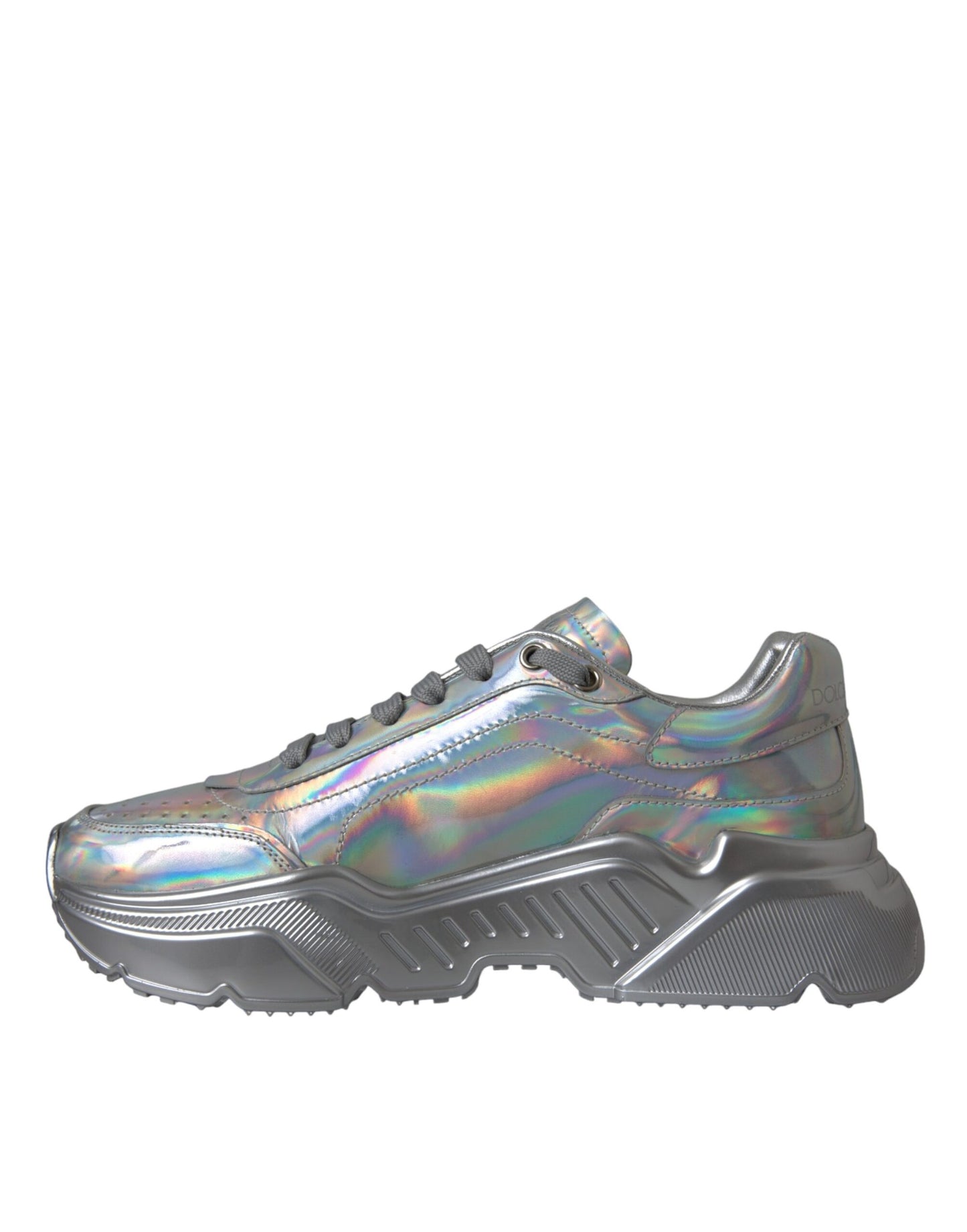 Dolce & Gabbana Silver Iridescent DAYMASTER Leather Sneakers Shoes by Dolce & Gabbana