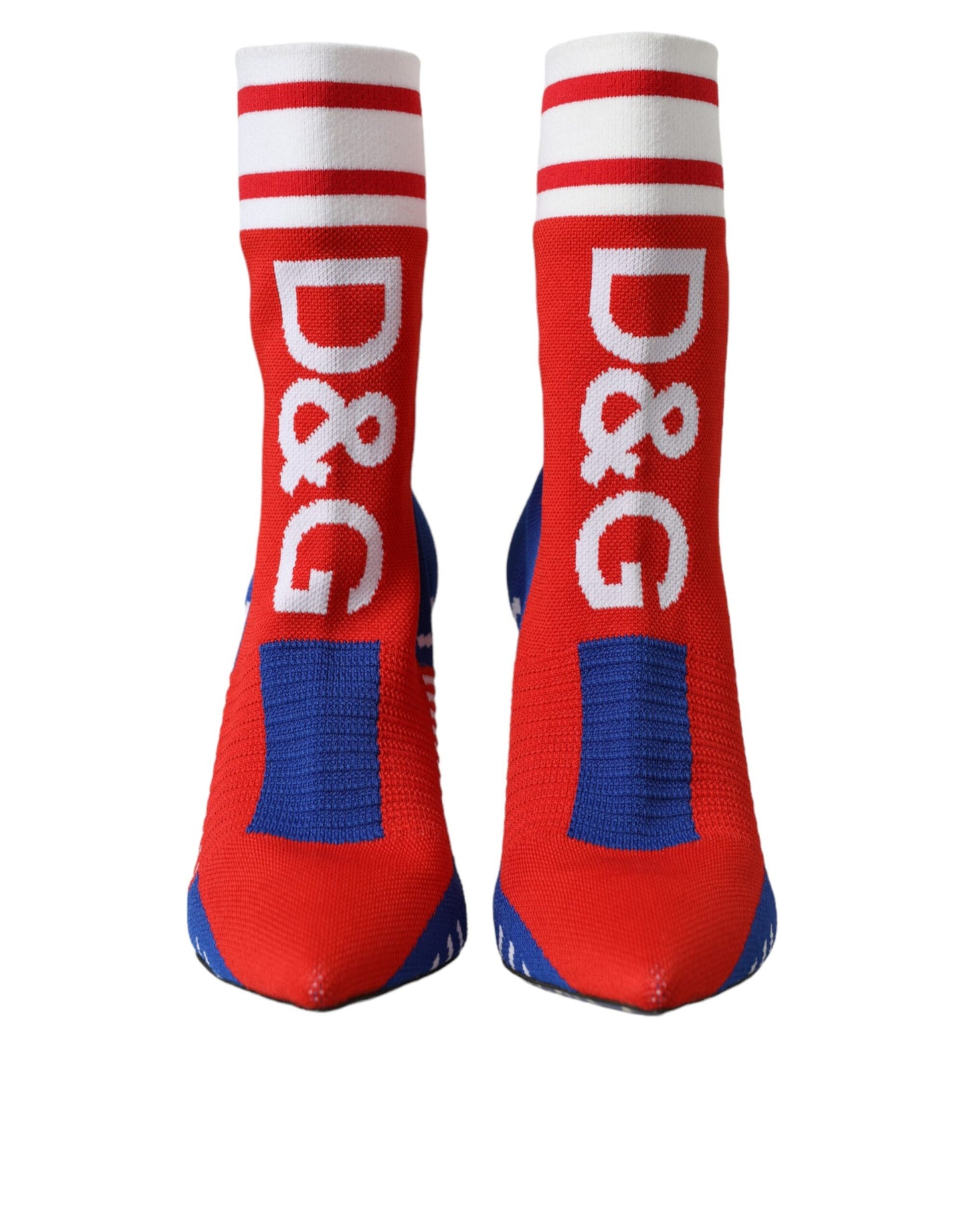 Bottes courtes extensibles rouges et bleues Dolce & Gabbana style chaussettes avec logo
