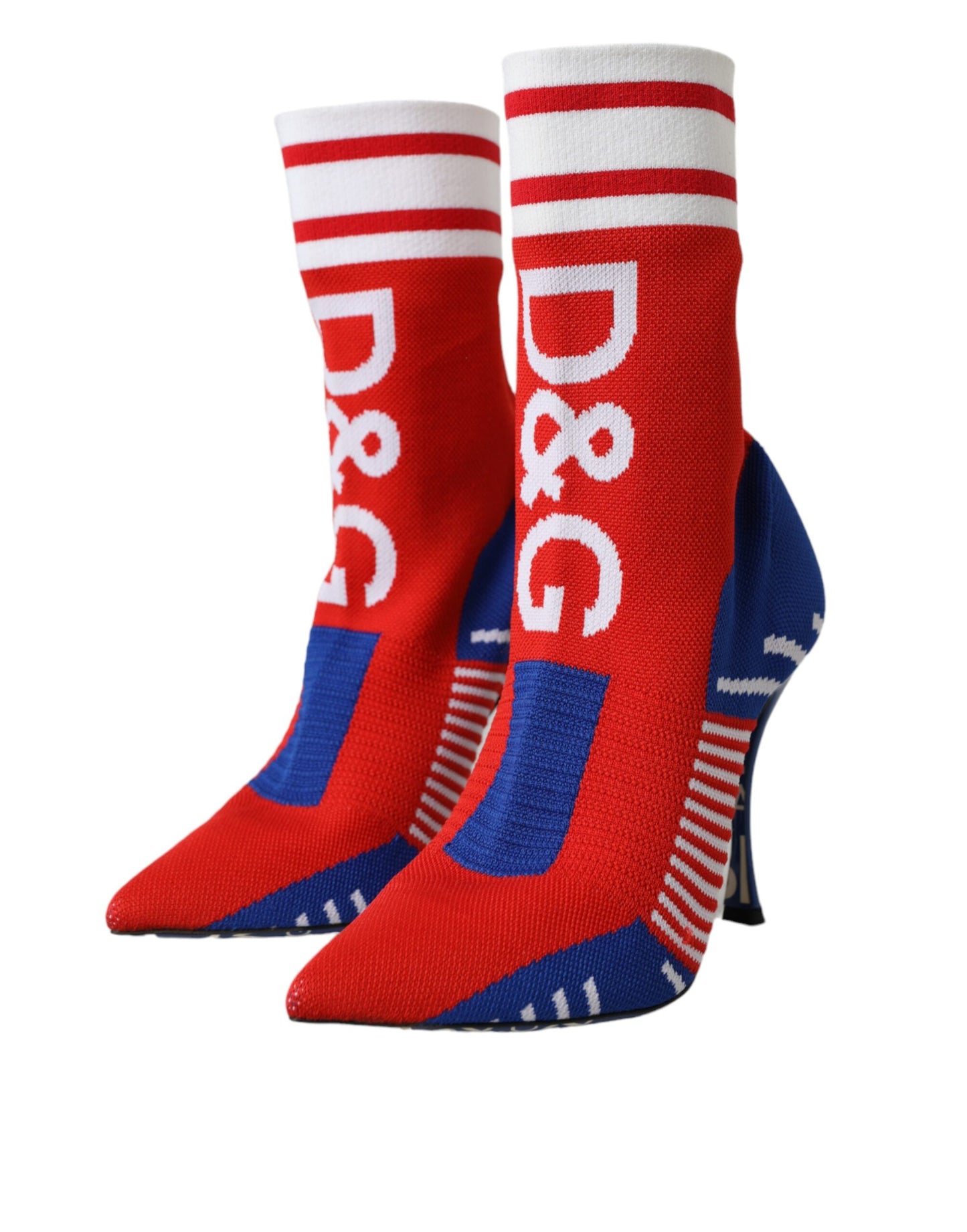 Bottes courtes extensibles rouges et bleues Dolce & Gabbana style chaussettes avec logo