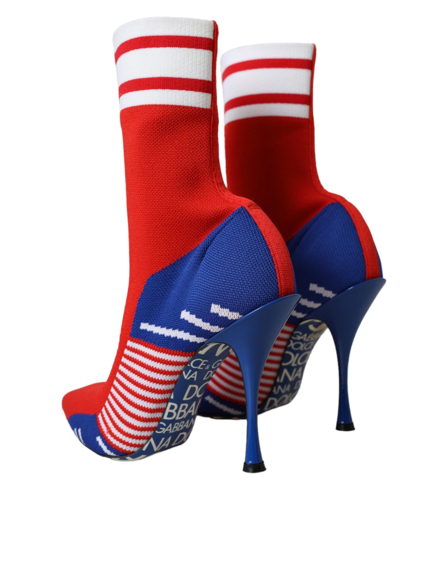 Bottes courtes extensibles rouges et bleues Dolce & Gabbana style chaussettes avec logo