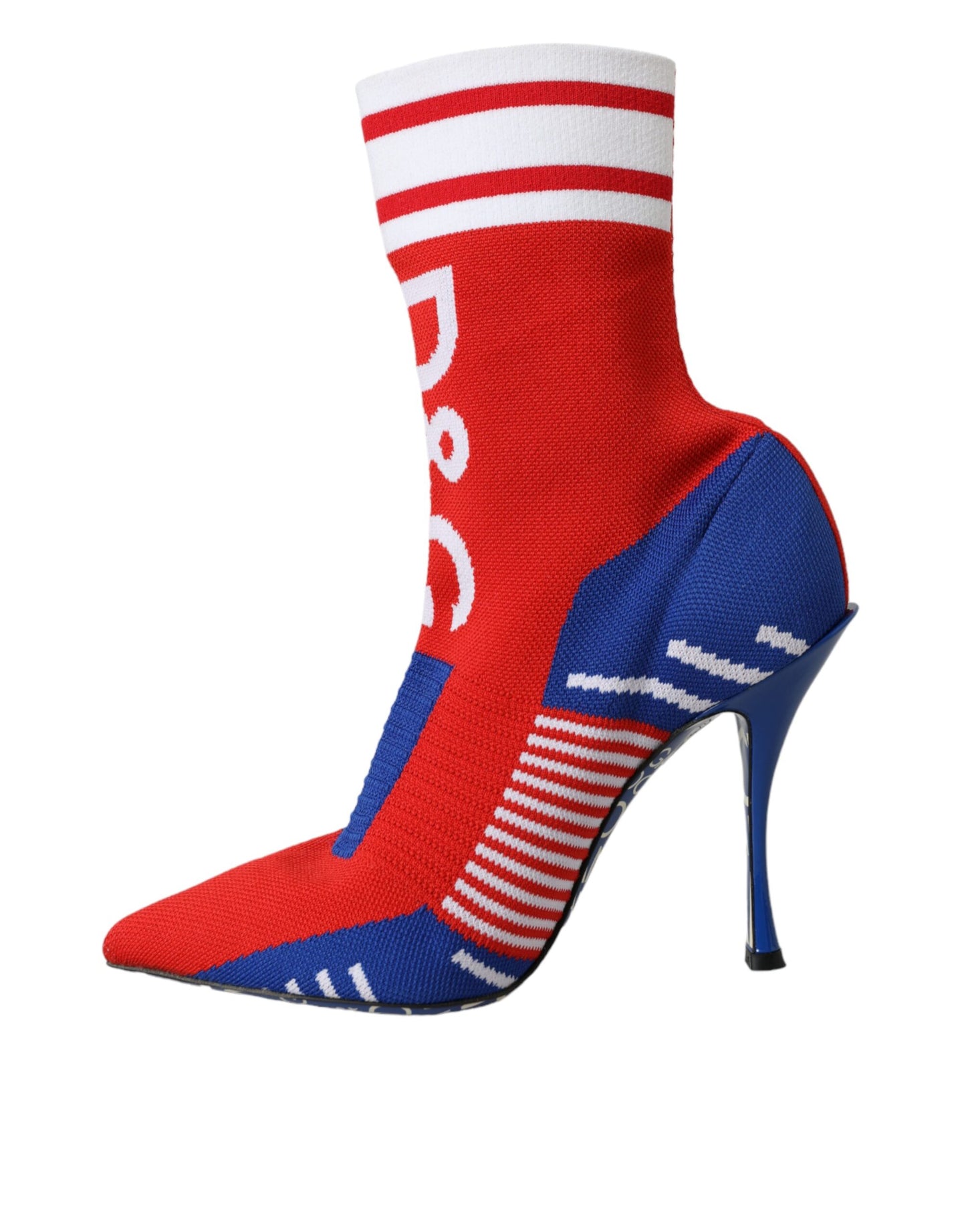 Bottes courtes extensibles rouges et bleues Dolce & Gabbana style chaussettes avec logo