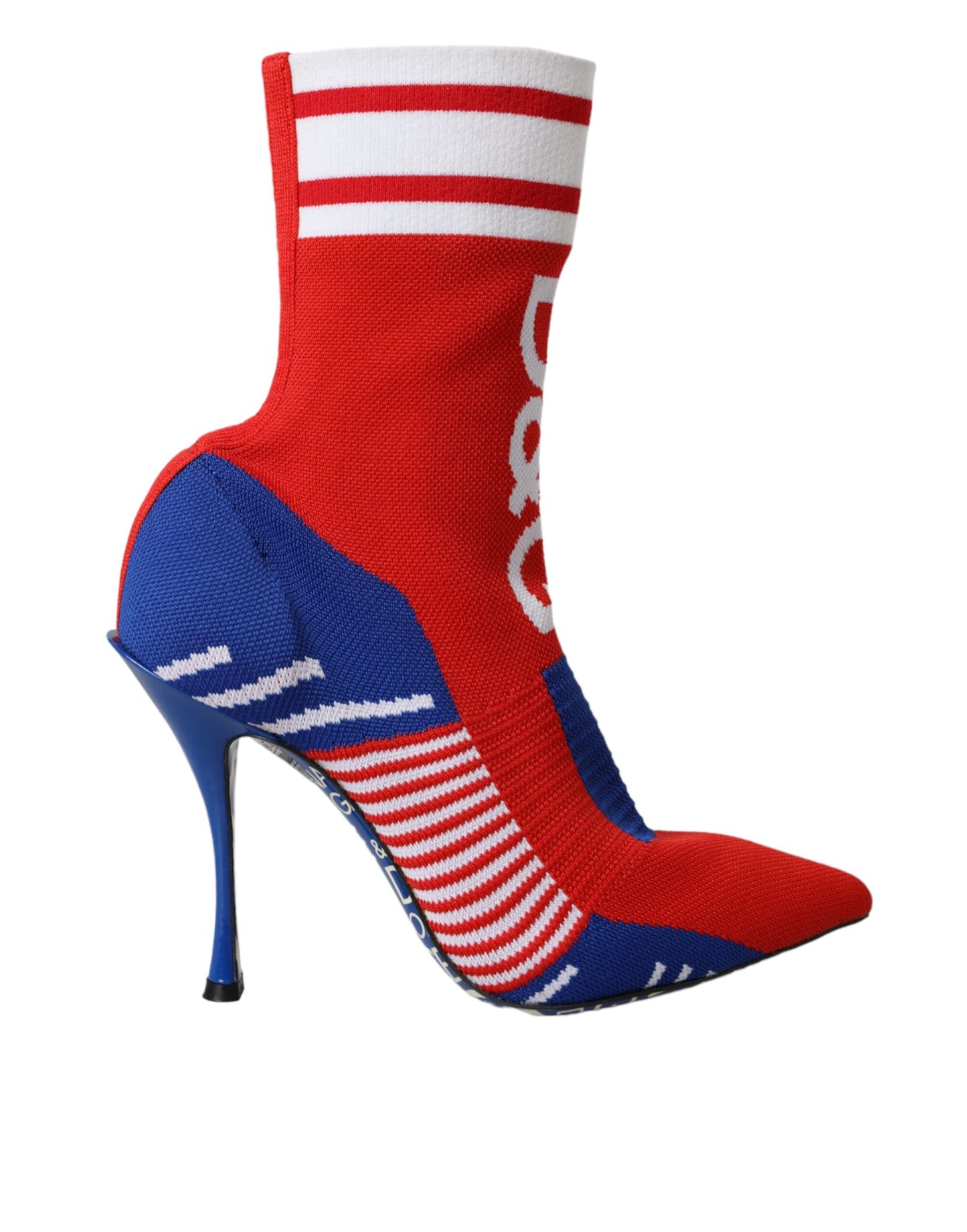 Bottes courtes extensibles rouges et bleues Dolce & Gabbana style chaussettes avec logo