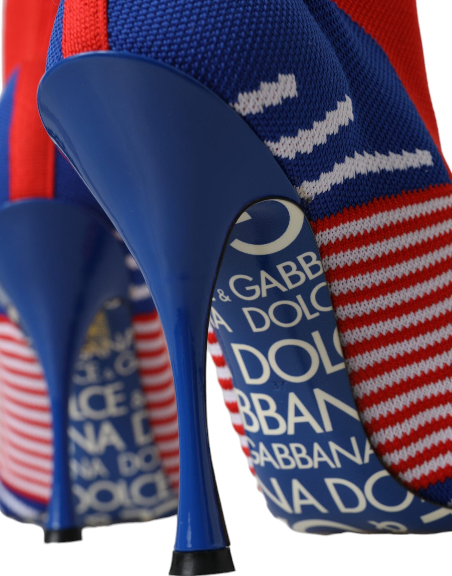 Bottes courtes extensibles rouges et bleues Dolce & Gabbana style chaussettes avec logo