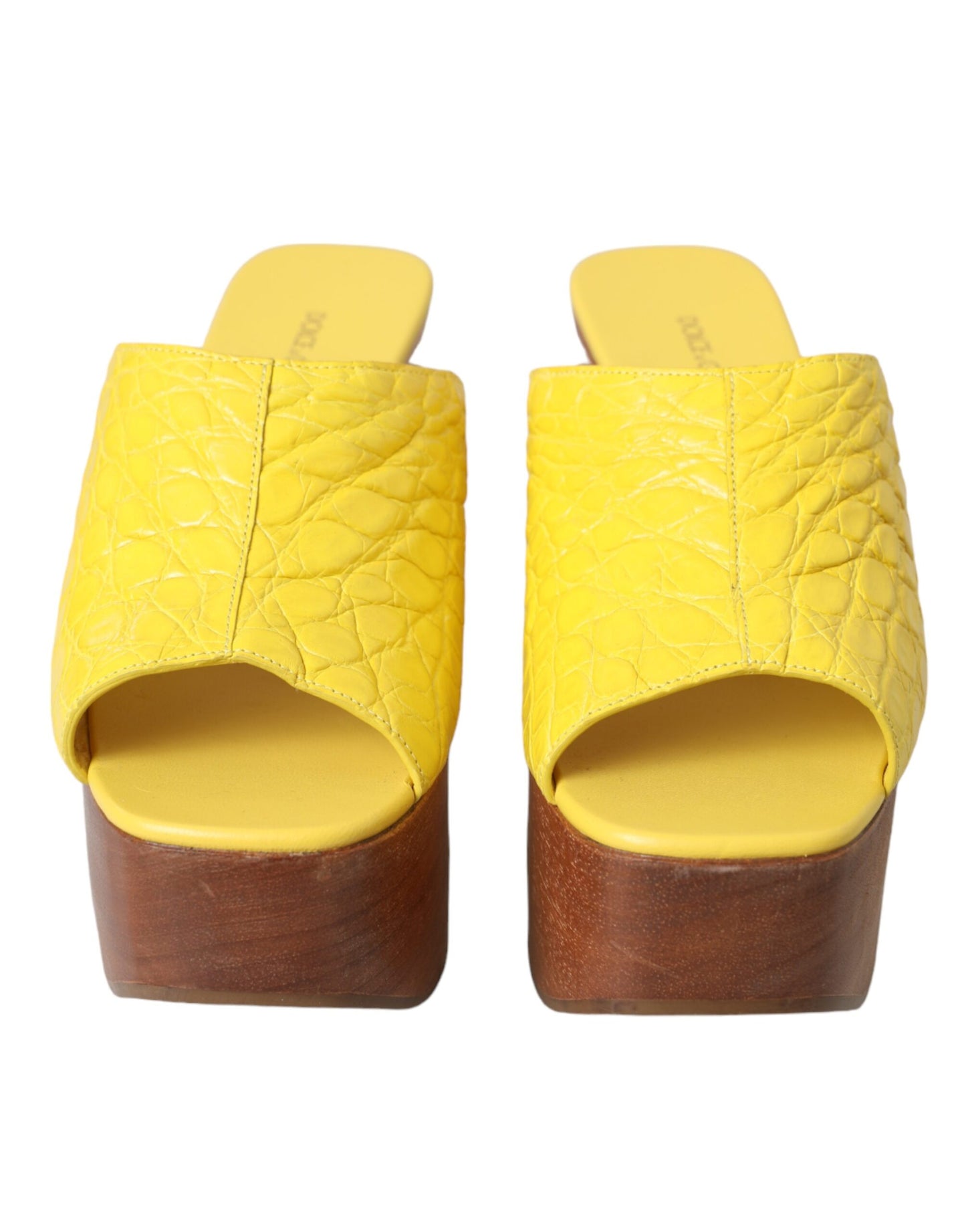 Chaussures à semelle compensée Dolce & Gabbana en cuir jaune et bois