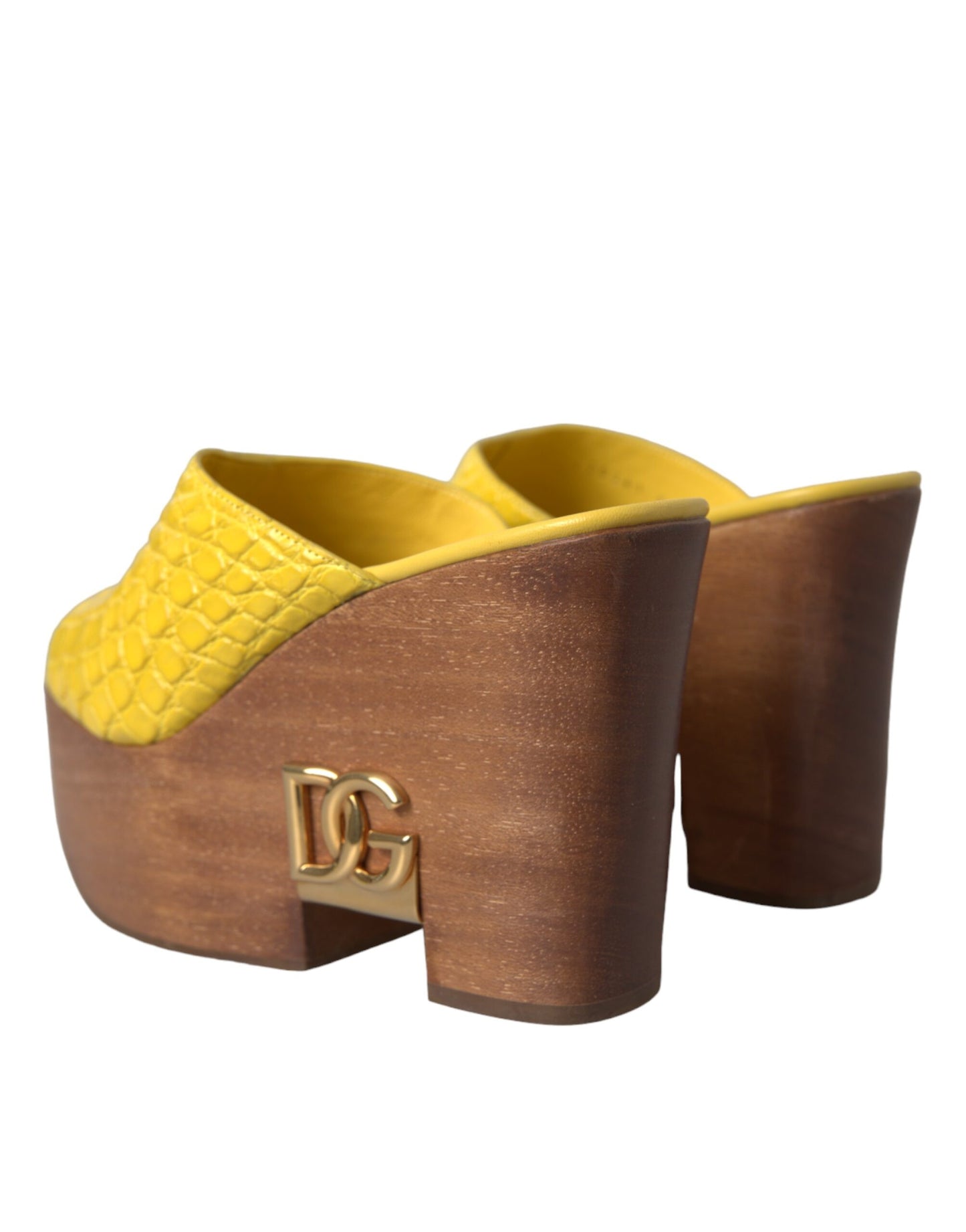 Chaussures à semelle compensée Dolce & Gabbana en cuir jaune et bois